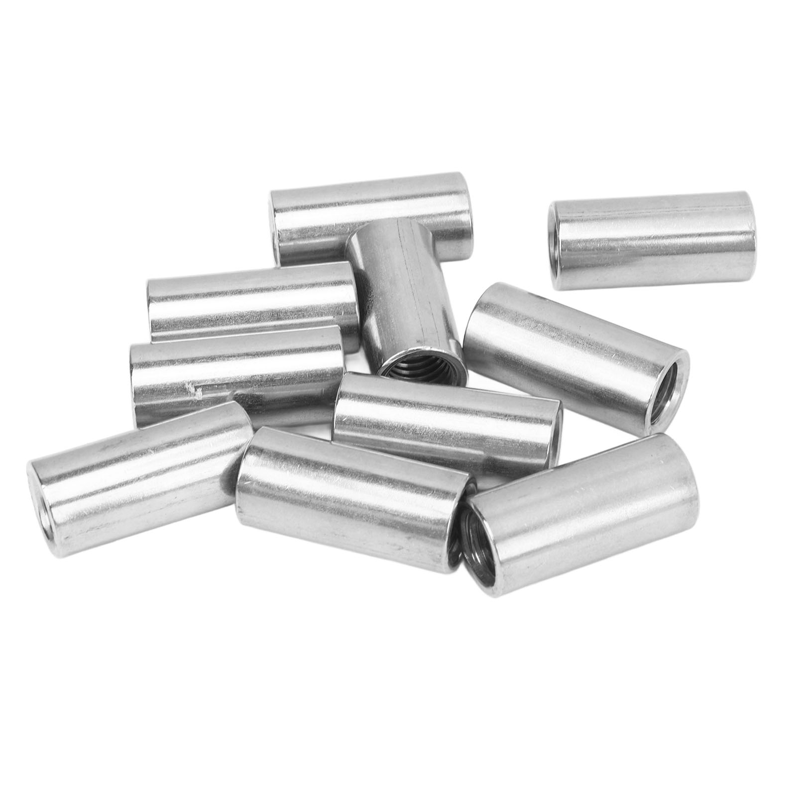 Packung Mit 10 Runden Verbindungsmuttern Mit Innengewinde M10 X 1,5, Länge 14 X 30 Mm, Edelstahl, Für Wartungszwecke