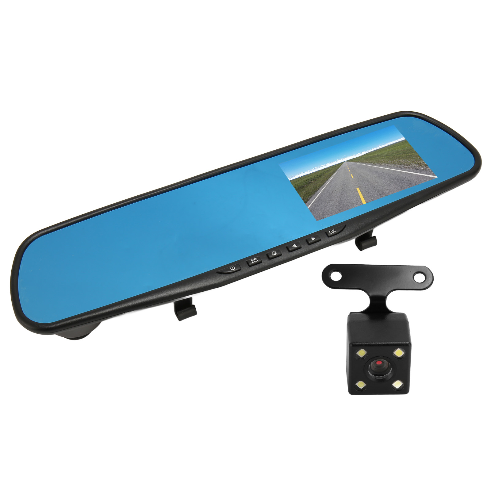 Rückspiegel Mit 4,3-zoll-1080p-rückfahrkamera, Front- Und Rückfahrkamera, G-sensor, Antivibrationsfunktion, Intelligenter Rückspiegel Zum Fahren Und Parken.