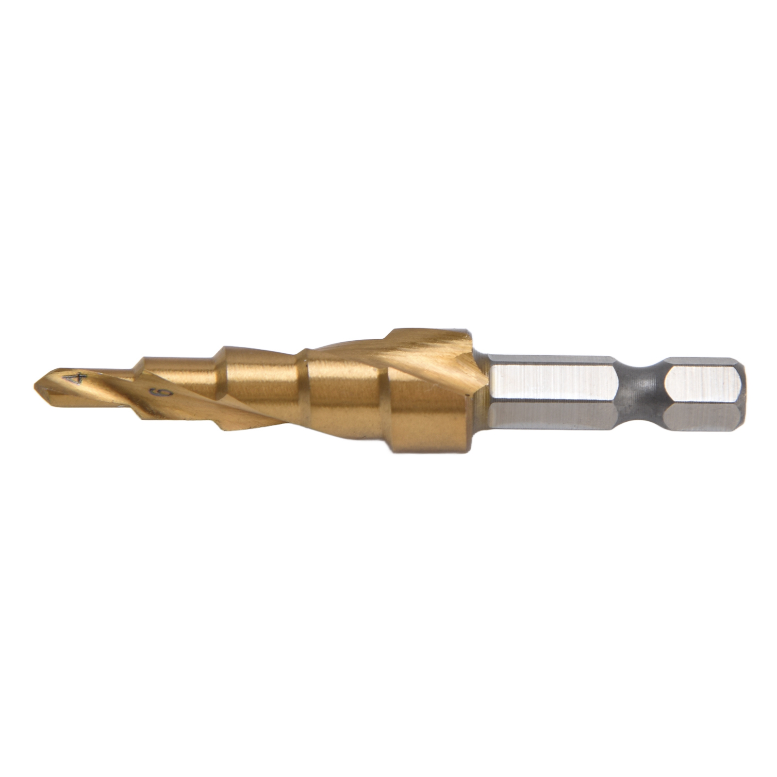 Stufenbohrer Aus Titanbeschichtetem Hss Mit Sechskantschaft, Pagoden-spiralnut, 4–12 Mm