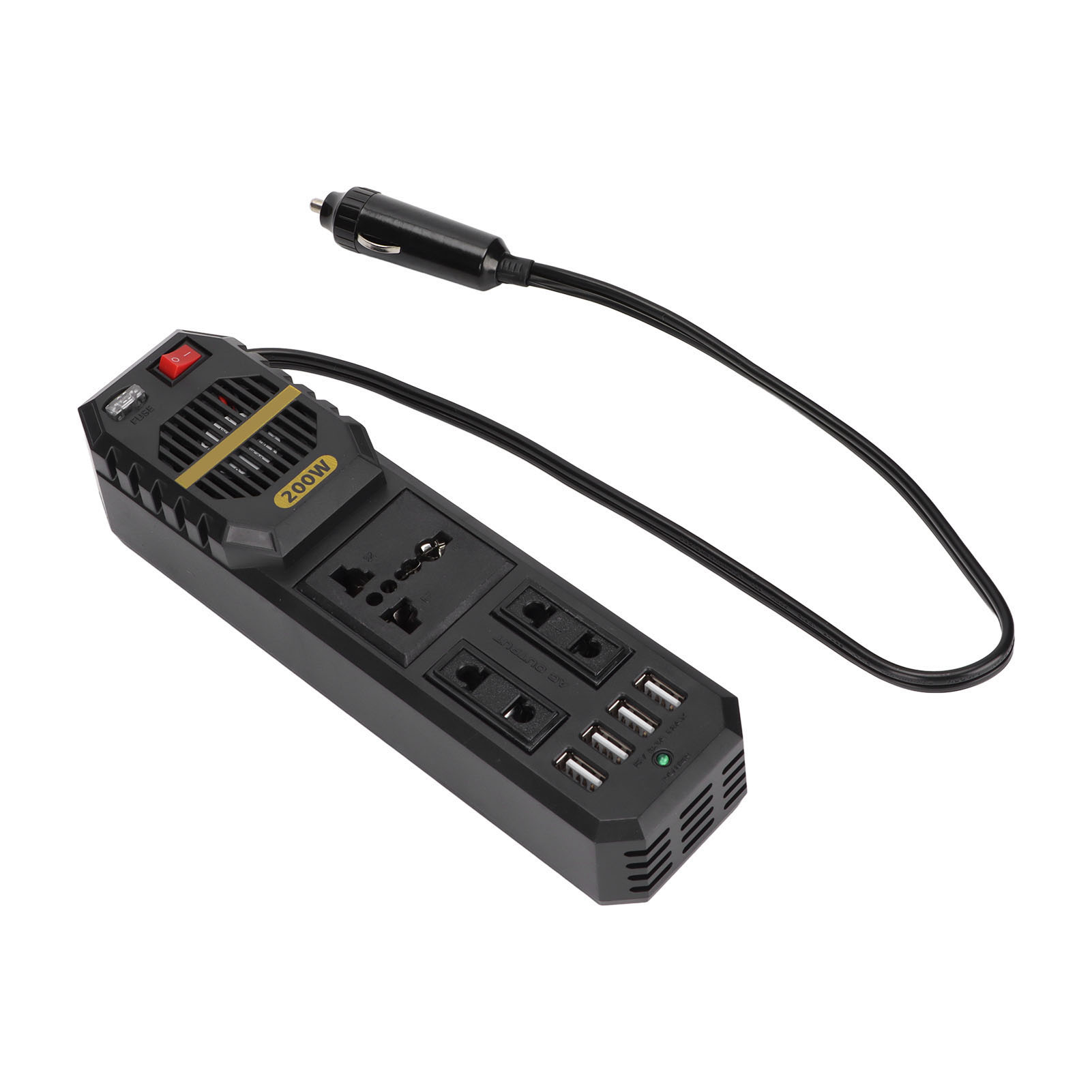 12-v-auf-220-v-kfz-spannungswandler, 200 W, Mit Batterieklemmenadapter