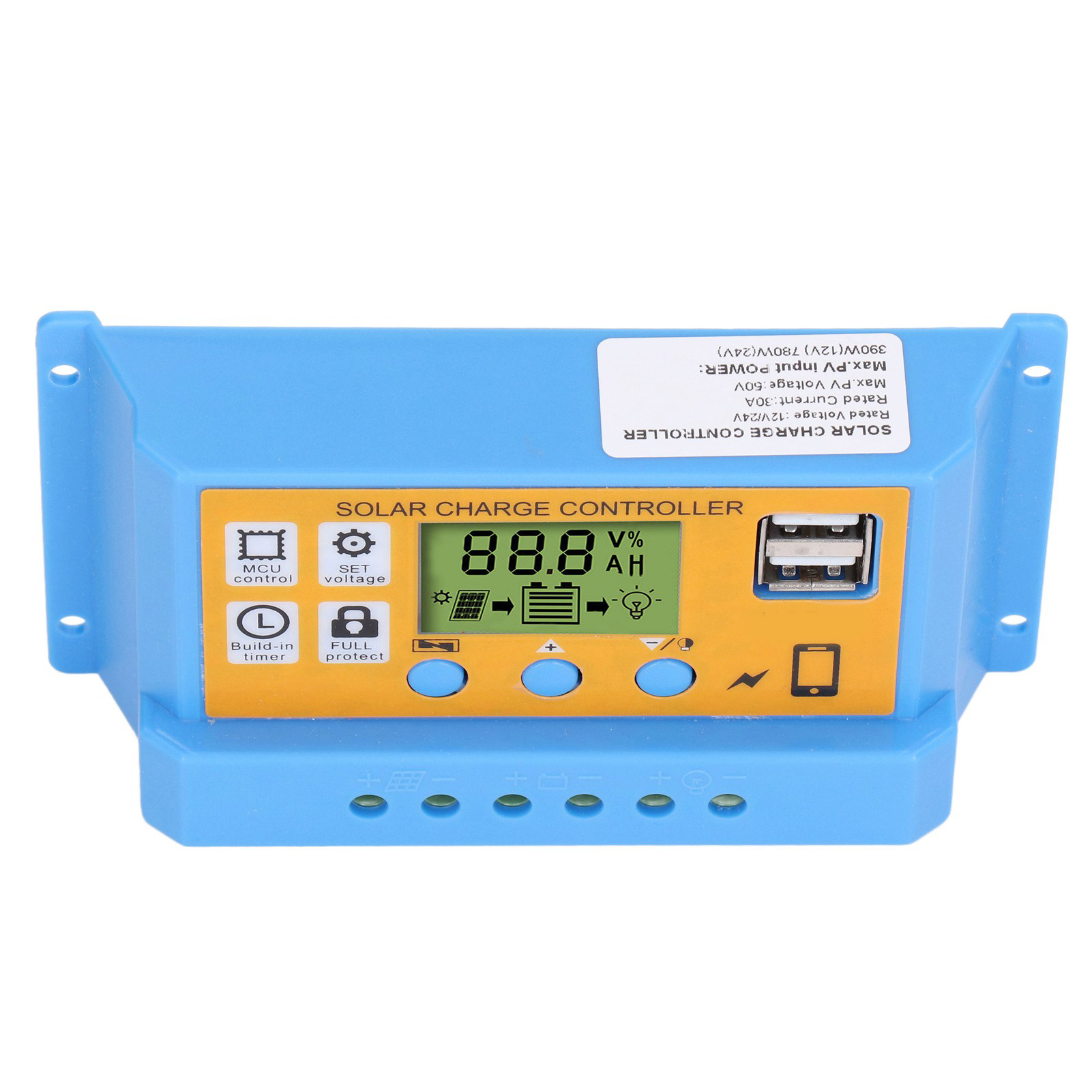 Digitaler Solarladeregler, Intelligenter Batterieregler 12v 24v 30a 390w (12v) 780w (24v)