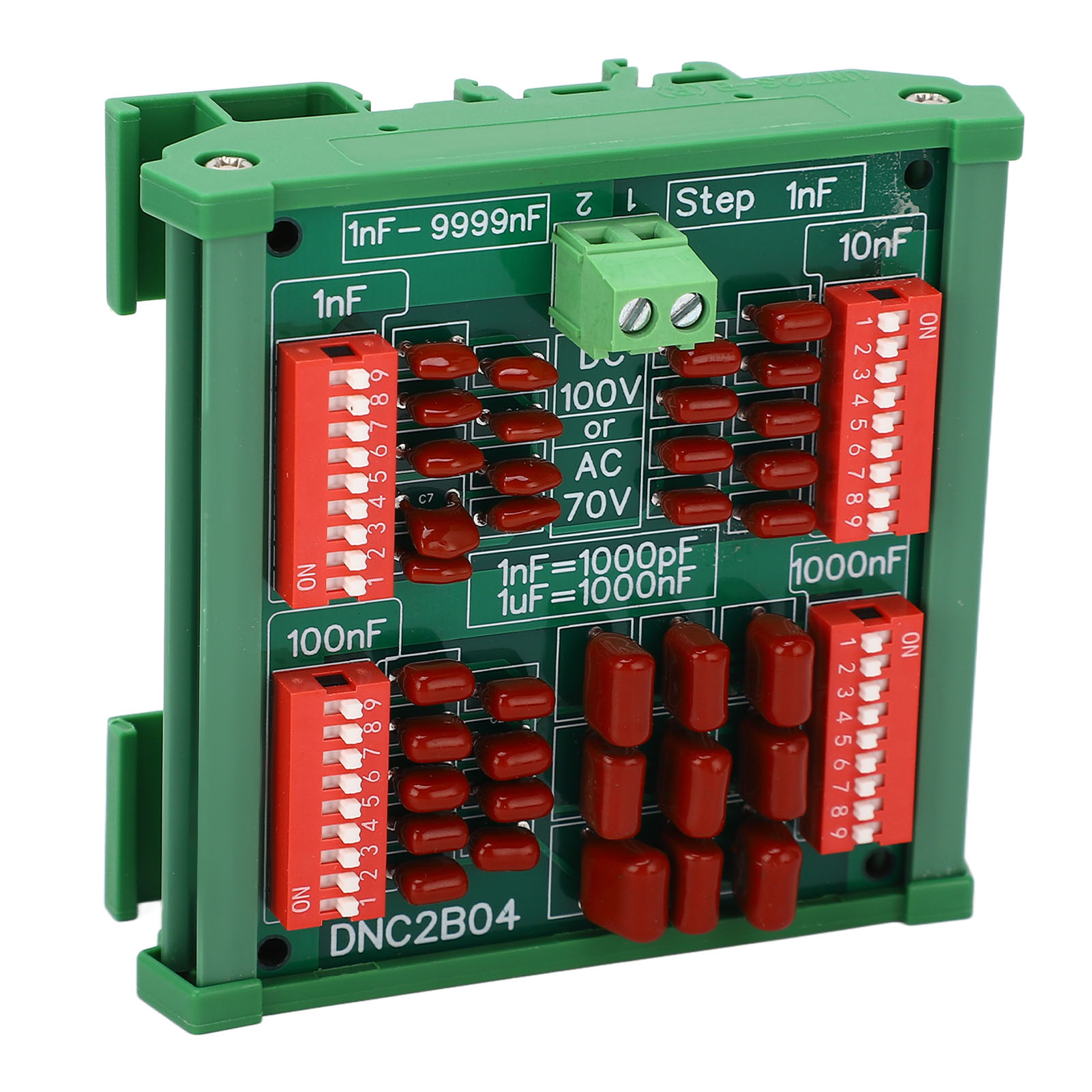Programmierbarer Kondensator 1 Nf In 4-stelligen Schritten (dekade) Mit Polypropylenfolie, 100 V Dc / 70 V Ac, Referenz Dnc2b04, Mit Schiene.