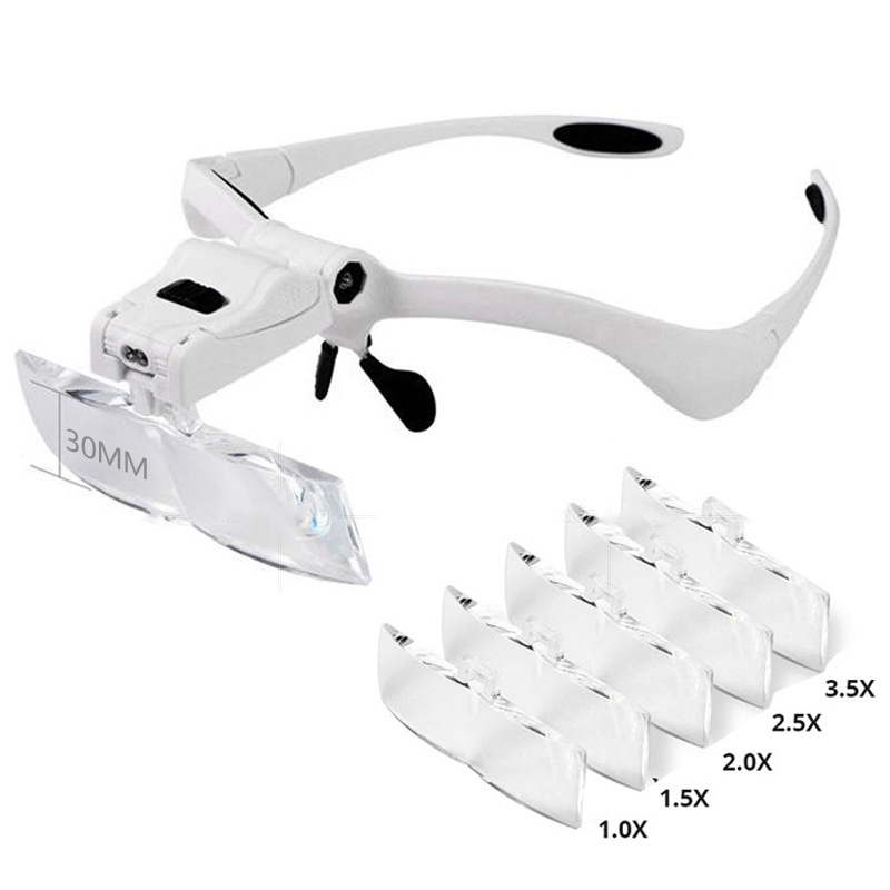 Kopfbandlupe, Einstellbare Vergrößerung 1x, 1,5x, 2x, 2,5x, 3,5x, Leicht, Mit Integrierter Led-beleuchtung.