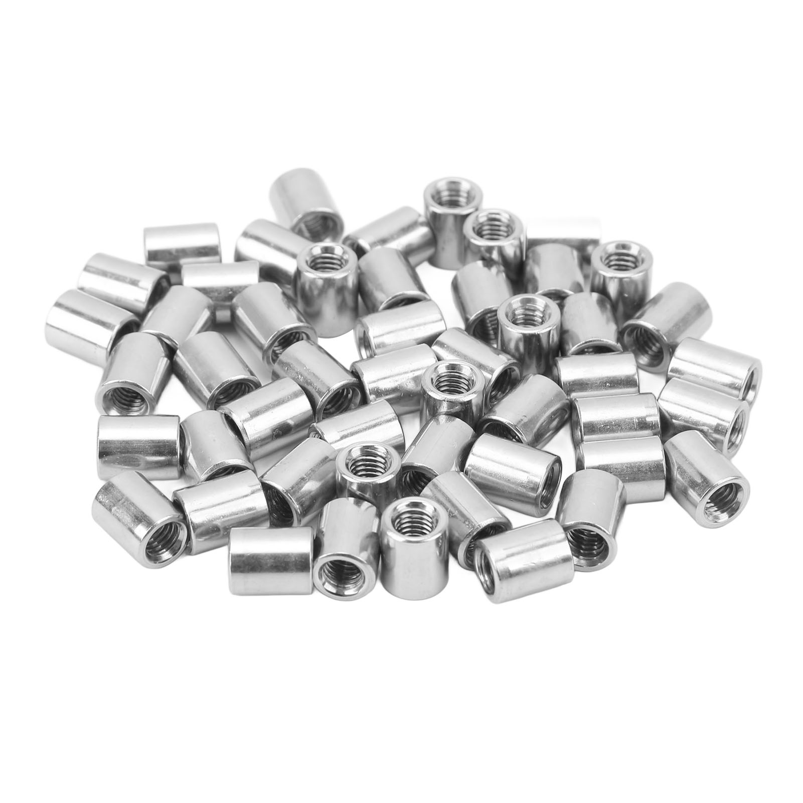 Satz Von 50 Runden Verbindungsmuttern M5 X 0,8 8 L10 Mm, Innengewinde, Rostfrei, Für Rohre.
