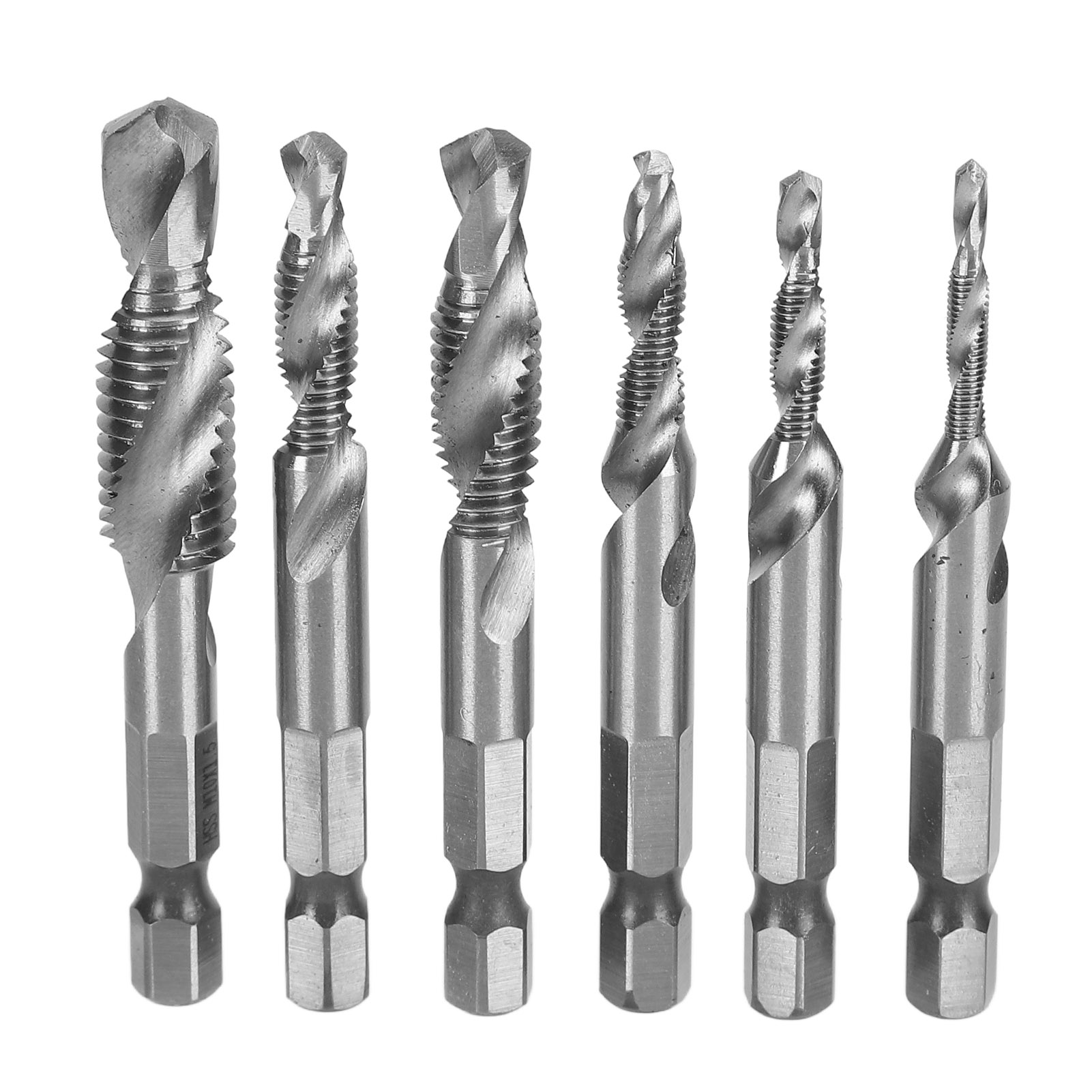 Set Mit 6 Spiralbohrern Mit Sechskantschaft, 6,35 Mm (1/4 Zoll) Zum Bohren, Gewindeschneiden Und Anfasen (silber)