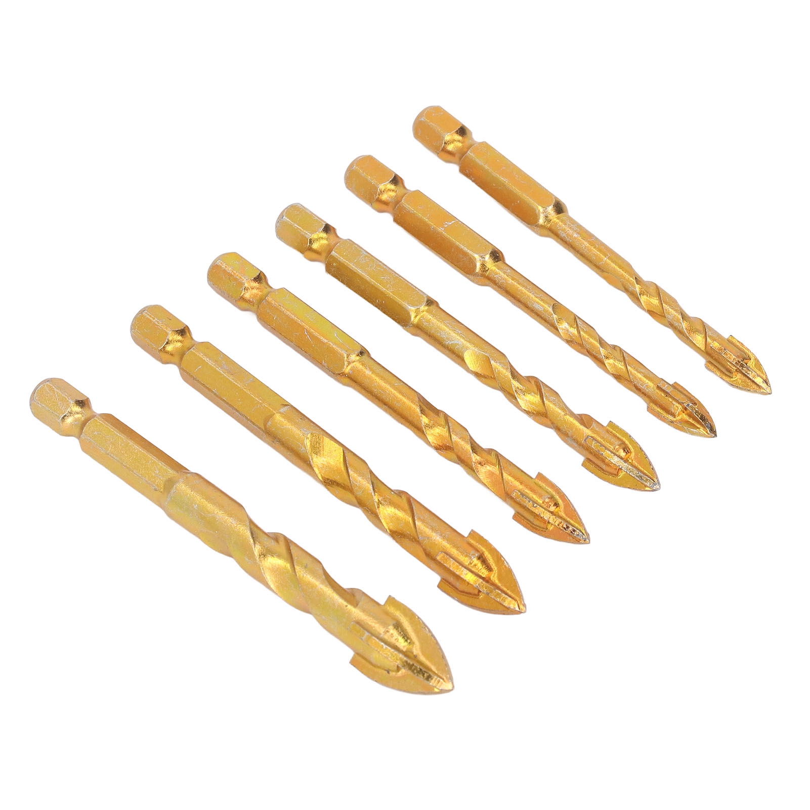 Set Mit 6 Hartmetall-kreuzspitzenbohrern Mit Sechskantschaft Zum Bohren Von Keramik, Marmor Und Glas.