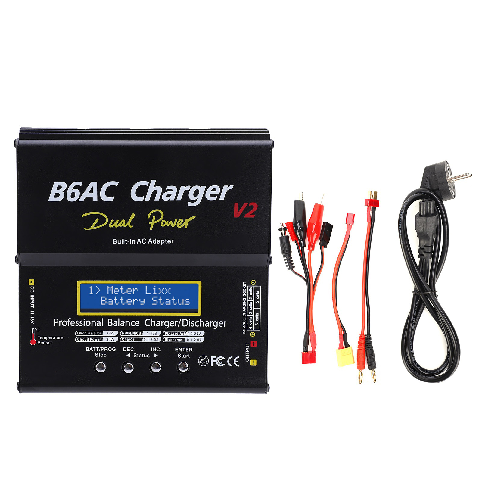 Intelligentes, Symmetrisches Ladegerät/entladegerät Aus Aluminiumlegierung Mit Ladekabel, 80 W, 7 A, B6ac V2, Schwarz, Eu-stecker, 220 V