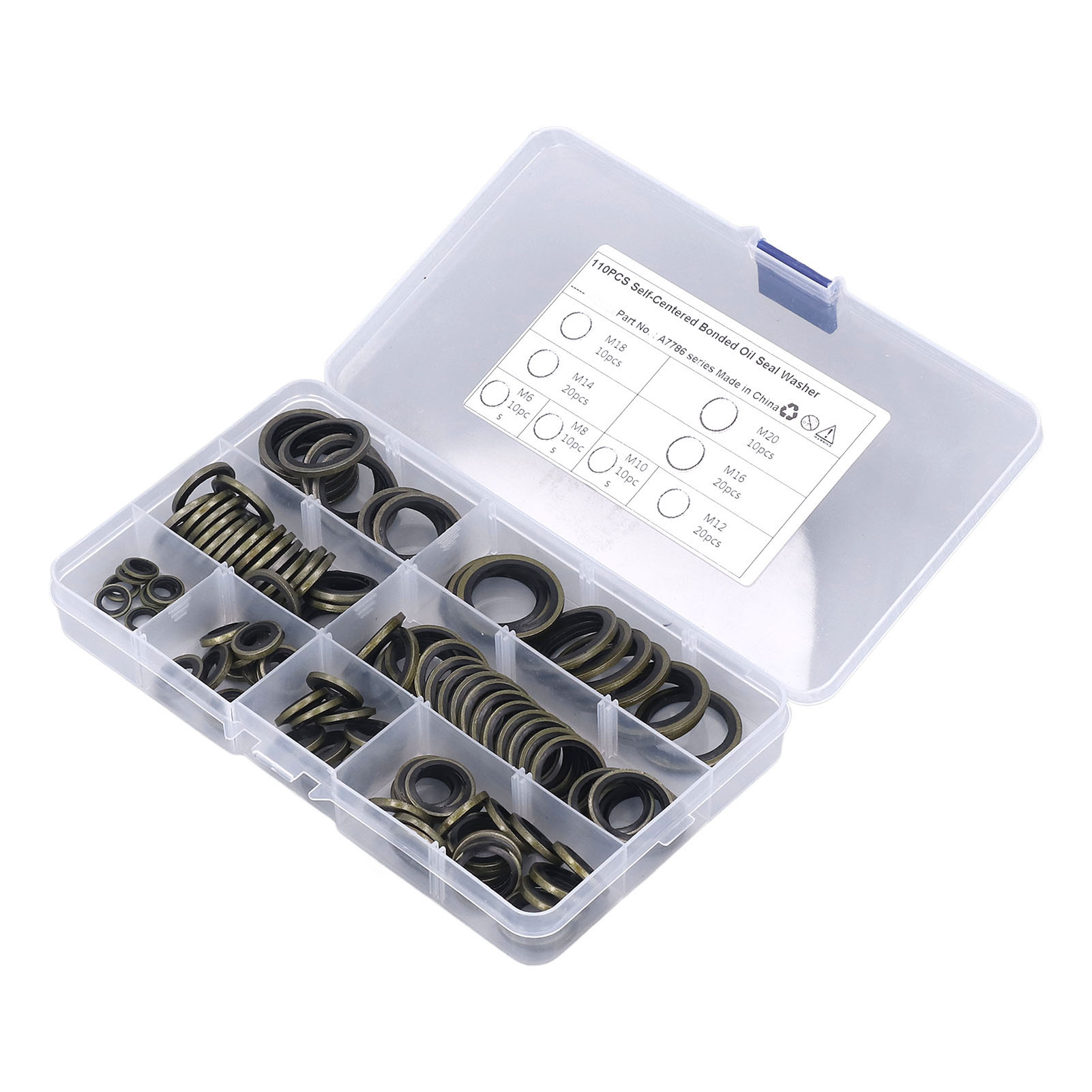 110 Öldichtungsscheiben M6 M8 M10 M12 M14 M16 M18 M20, Gummidichtung, Metalldichtungsscheibe