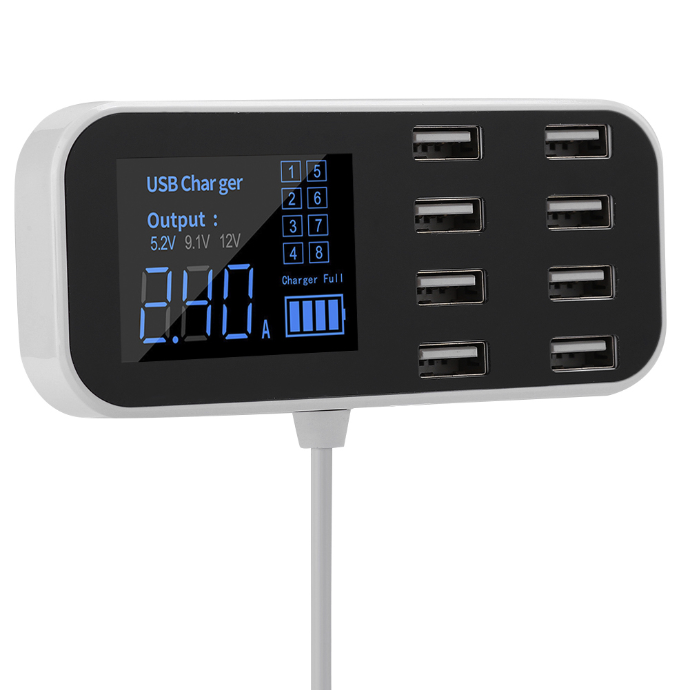 Ultradünnes 8-port-usb-autoladegerät Mit Zigarettenanzünderanschluss Und Direktladefunktion.