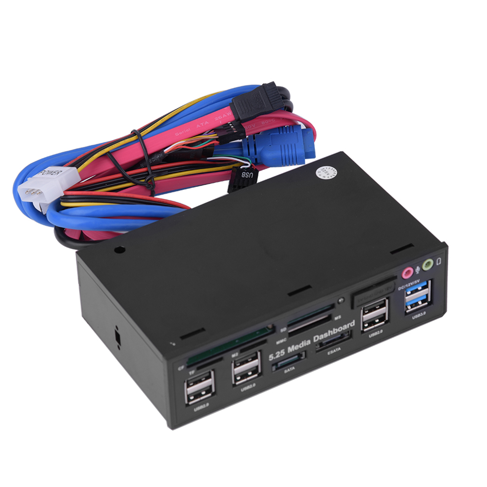 5,25-zoll-multimedia-frontpanel: Usb 3.0/2.0-hub, Esata, Sata, Audio, Multikartenleser