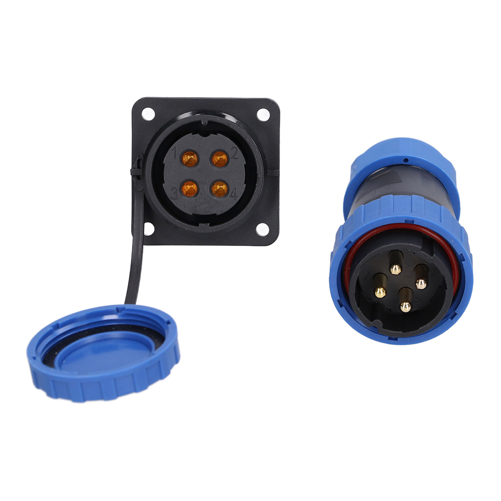 Wasserdichter 4-loch-vierkantstecker Ip68, 250v 45a Luftfahrt-stromstecker Für Kabel, Lp284-pins