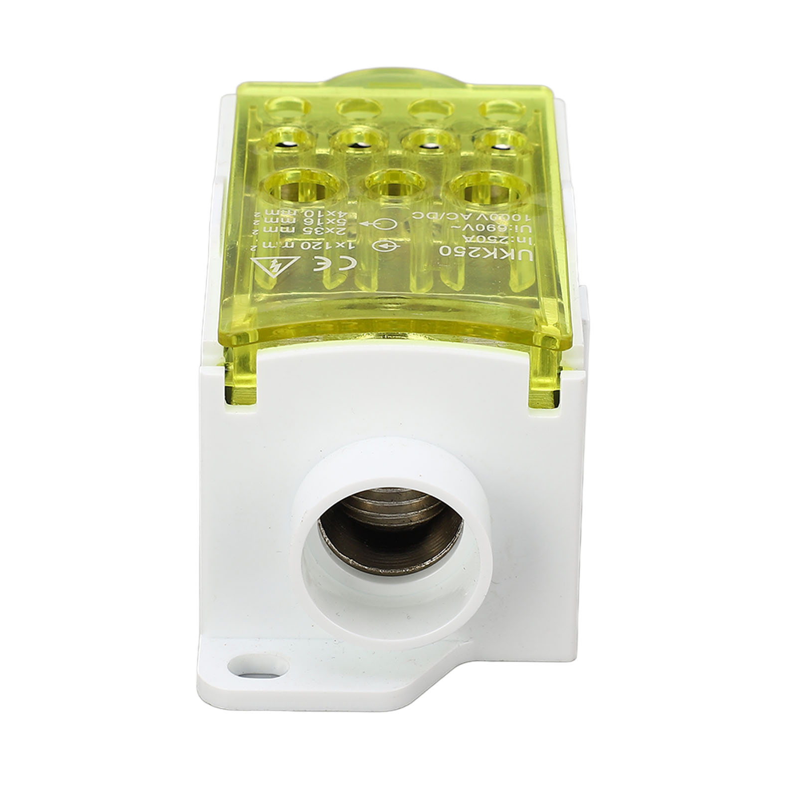 Din-schienen-klemmenblock, Einpolig, 690 V, 250 A, Gelb