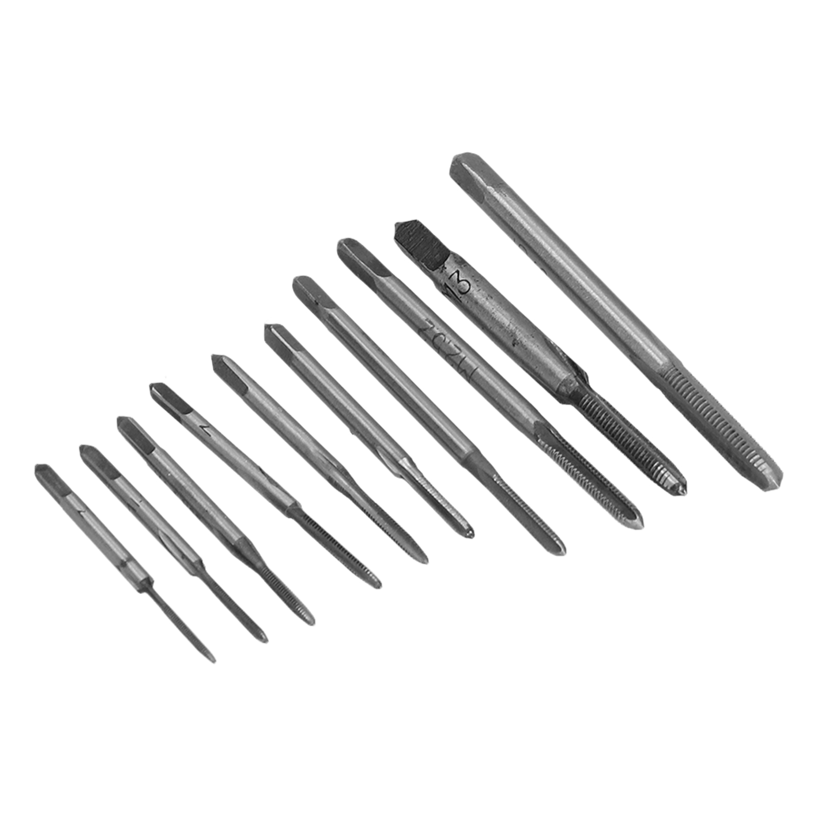 Set Mit 10 Mini-hss-gewindebohrern Für Gewindeschneidmaschinen In Der Uhrenindustrie.