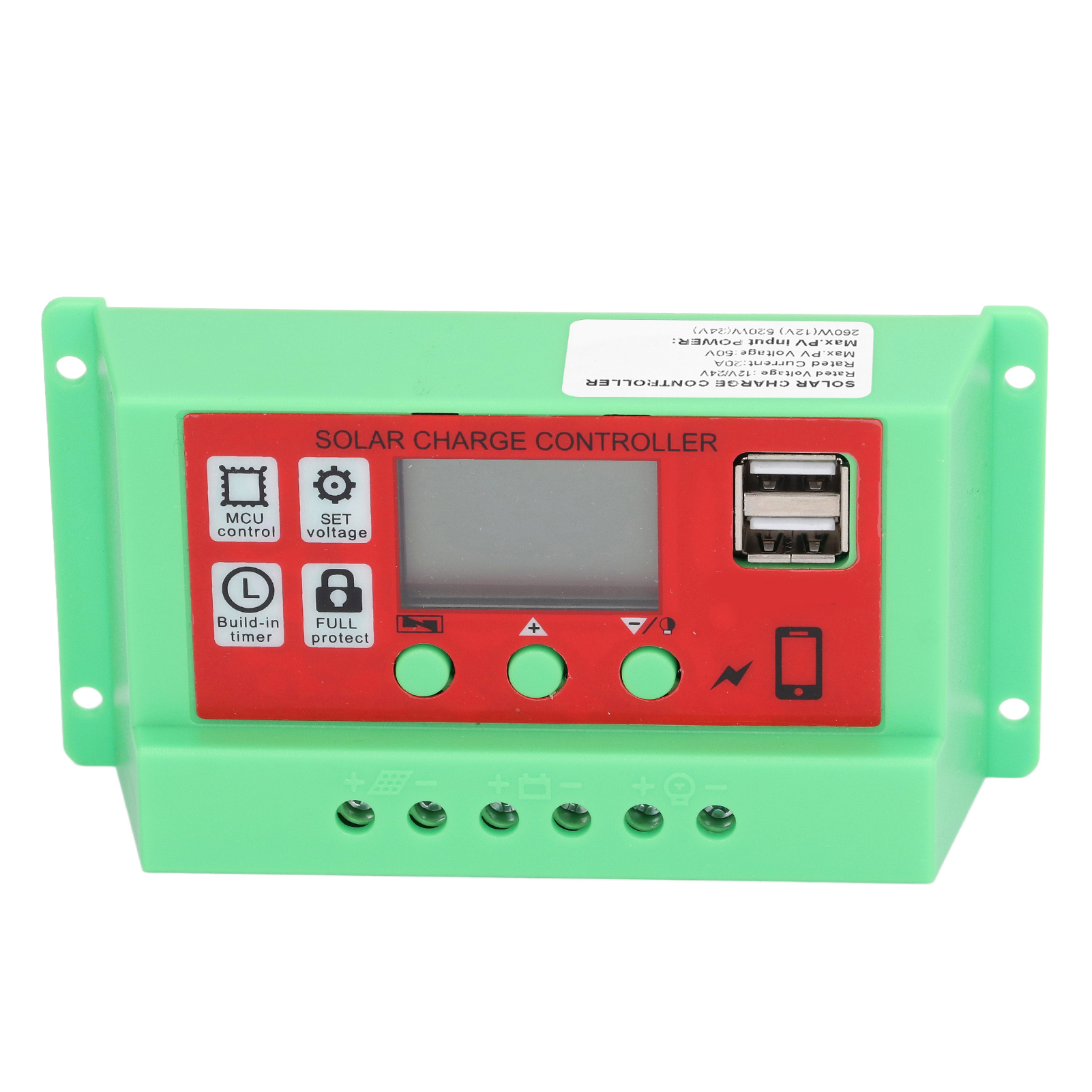 Pwm-solarladeregler Mit Lcd-display Für Smart Home 12v 24v 20a