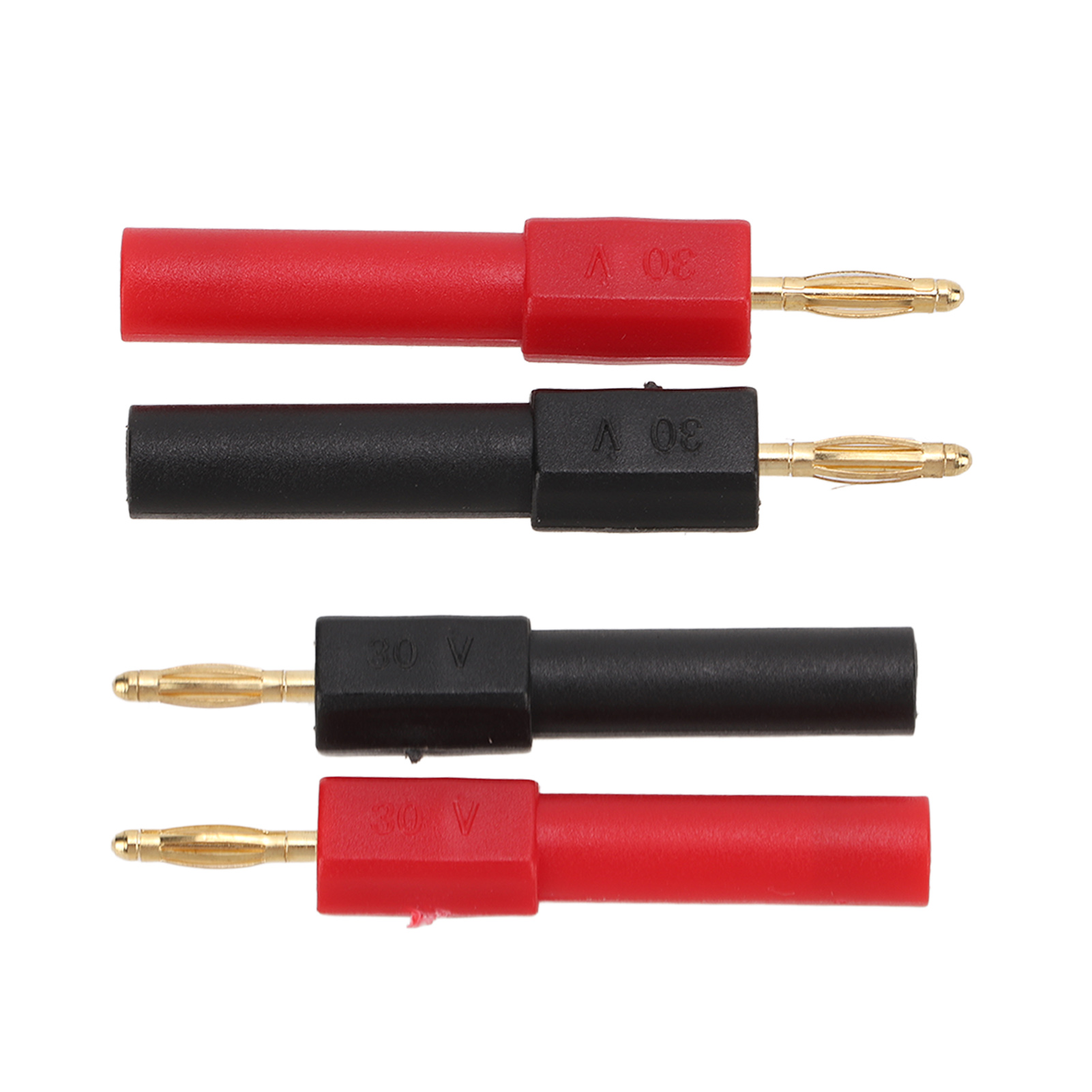 Bananenstecker-adapter (5er-pack) Aus Pa-messing, 2 Mm (0,08 Zoll) Männliche Bananenstecker Auf 4 Mm (0,16 Zoll) Weibliche Bananenstecker, Rot Und Schwarz.
