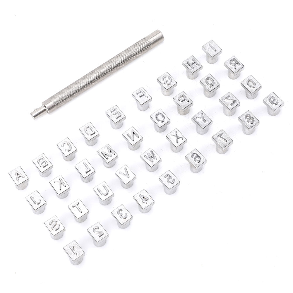Set Mit 36 Buchstaben- Und Zahlenstempeln Für Die Lederverarbeitung (6 Mm)