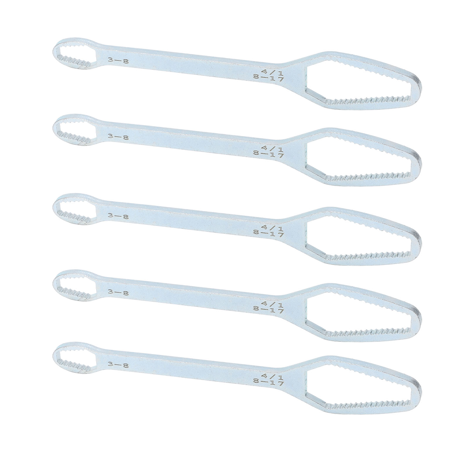 Multifunktionaler Doppelschlüssel (5-teilig) Mit Selbstklemmfunktion, 3–17 Mm Einstellwerkzeug, Silberfarben Mit Zinkbeschichtung