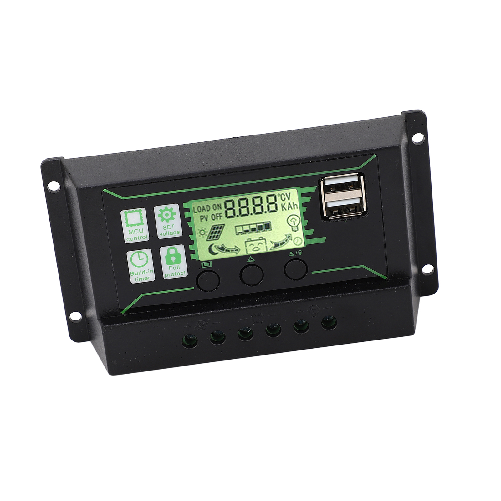 20a Solar-laderegler, 2 Usb-ausgänge, Pwm-steuerung, 3-stufiger Laderegler Für 12v/24v Solarmodule