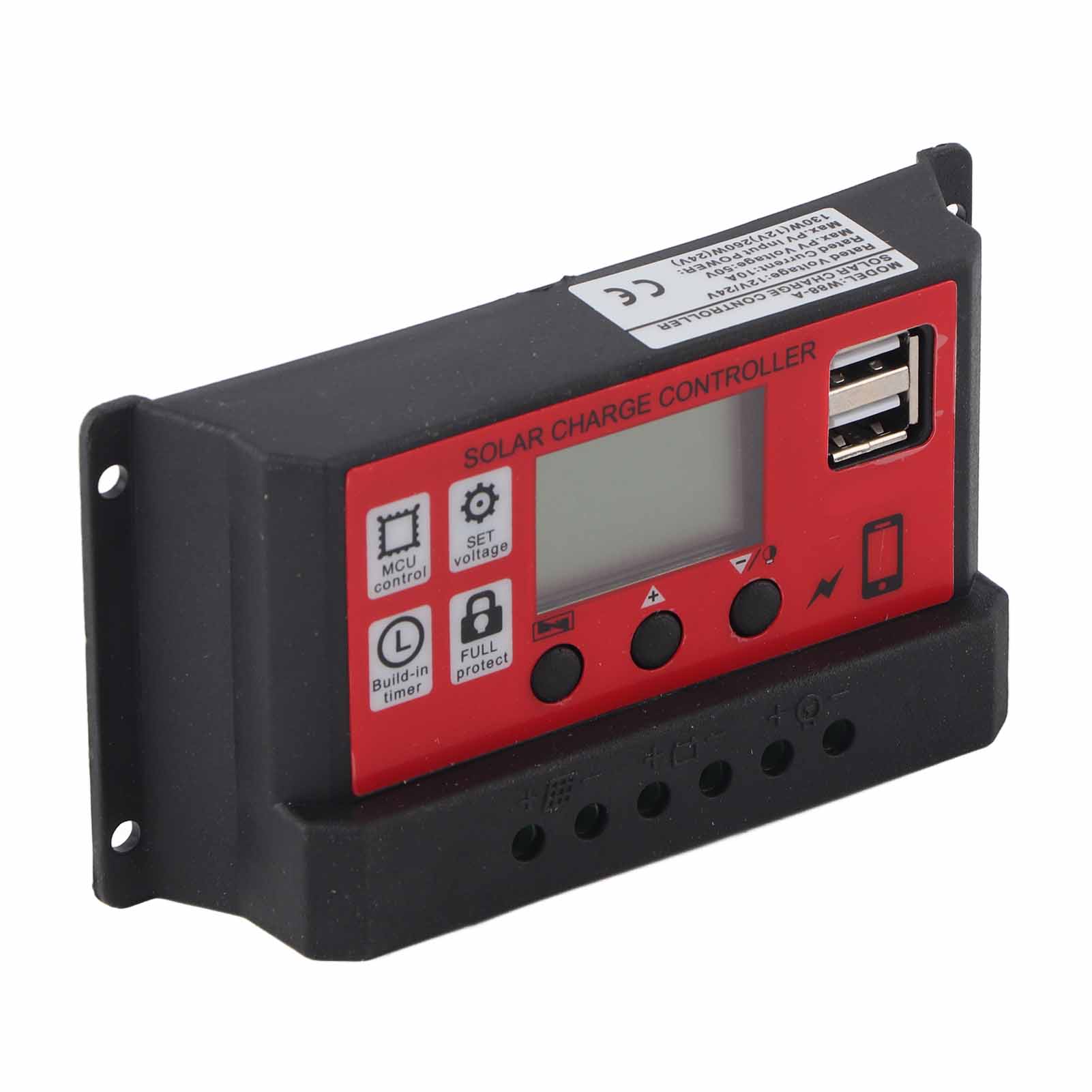 Einstellbarer Intelligenter Solarladeregler Für Solarmodule Und Batterien, Mit Lcd-display, 12 V, 24 V, 10 A