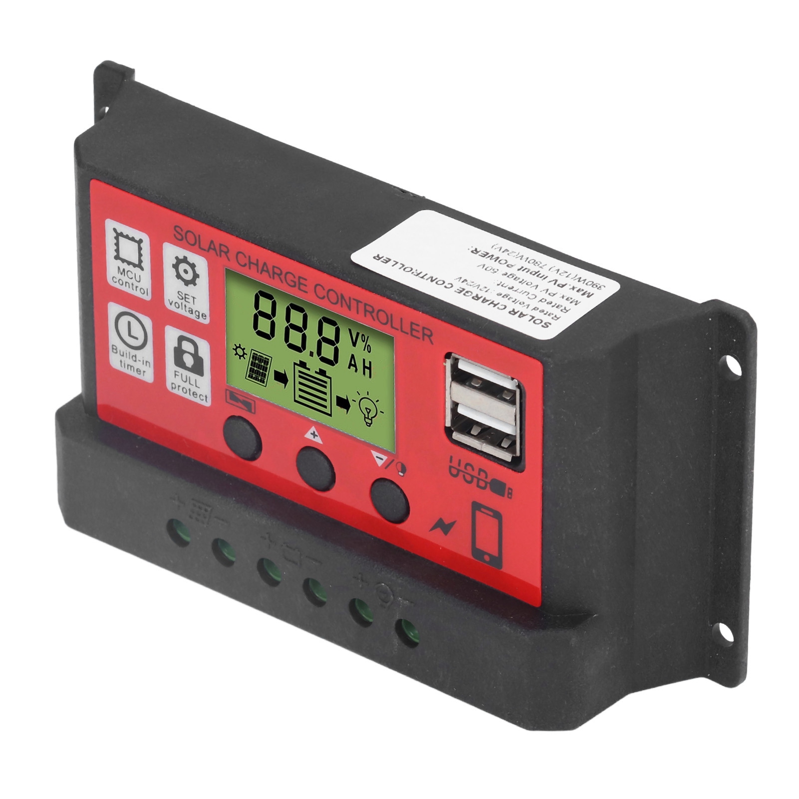 Einstellbarer Intelligenter Solarladeregler Für Solarmodule Und Batterien, Mit Lcd-display, 12 V, 24 V, 30 A