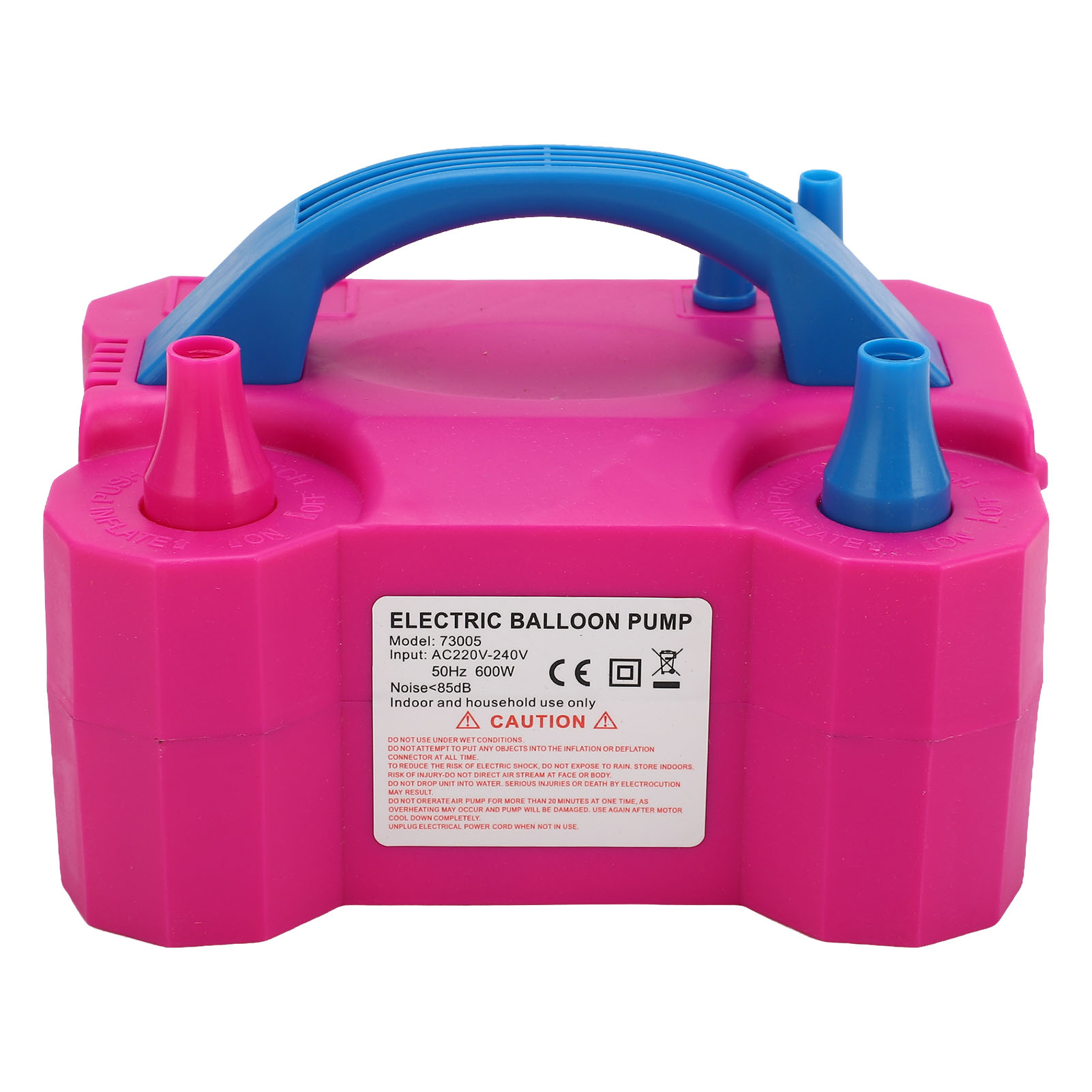 Elektrische Luftpumpe (600 W) Für Ballons, Doppeldüse, Automatischer Aufbläser, Rot/rosa, Eu-stecker (220–240 V)