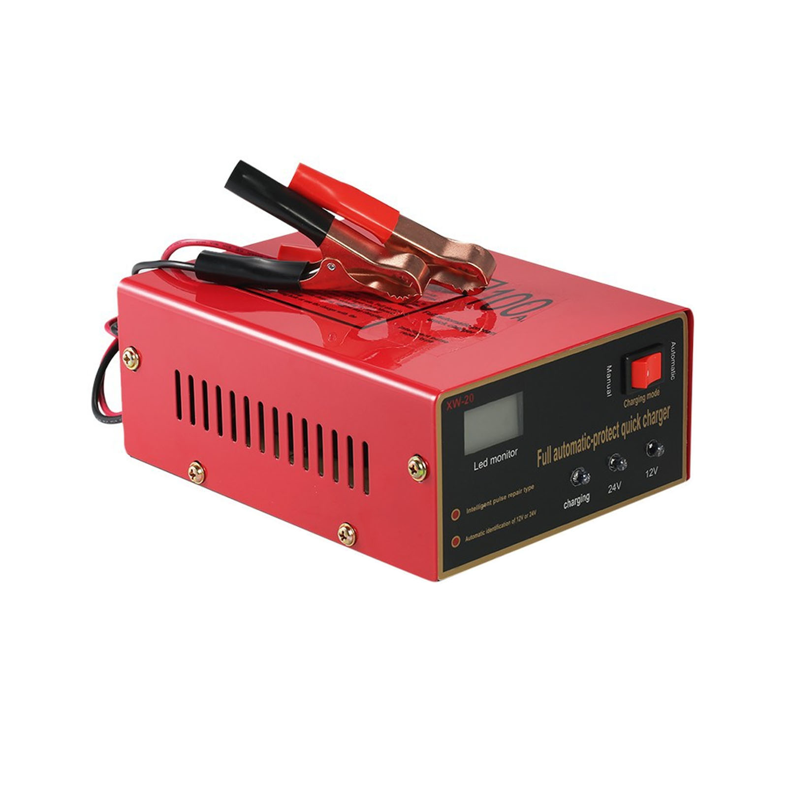12v/24v Kfz-ladegerät Mit Kabelklemmen, Intelligentes Batterieladegerät Für Autos Und Motorräder