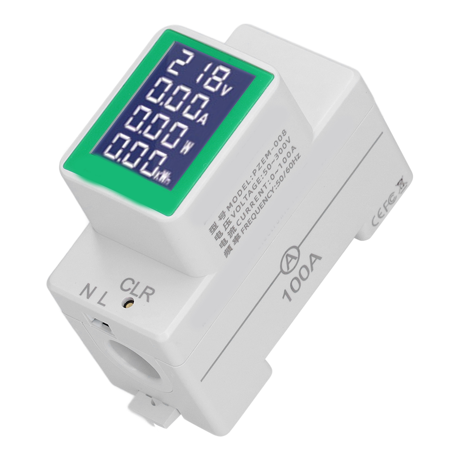 Digitales Din-schienen-multimeter, Voltmeter, Amperemeter, Leistungsmonitor, Ac50-300v 100a-tester