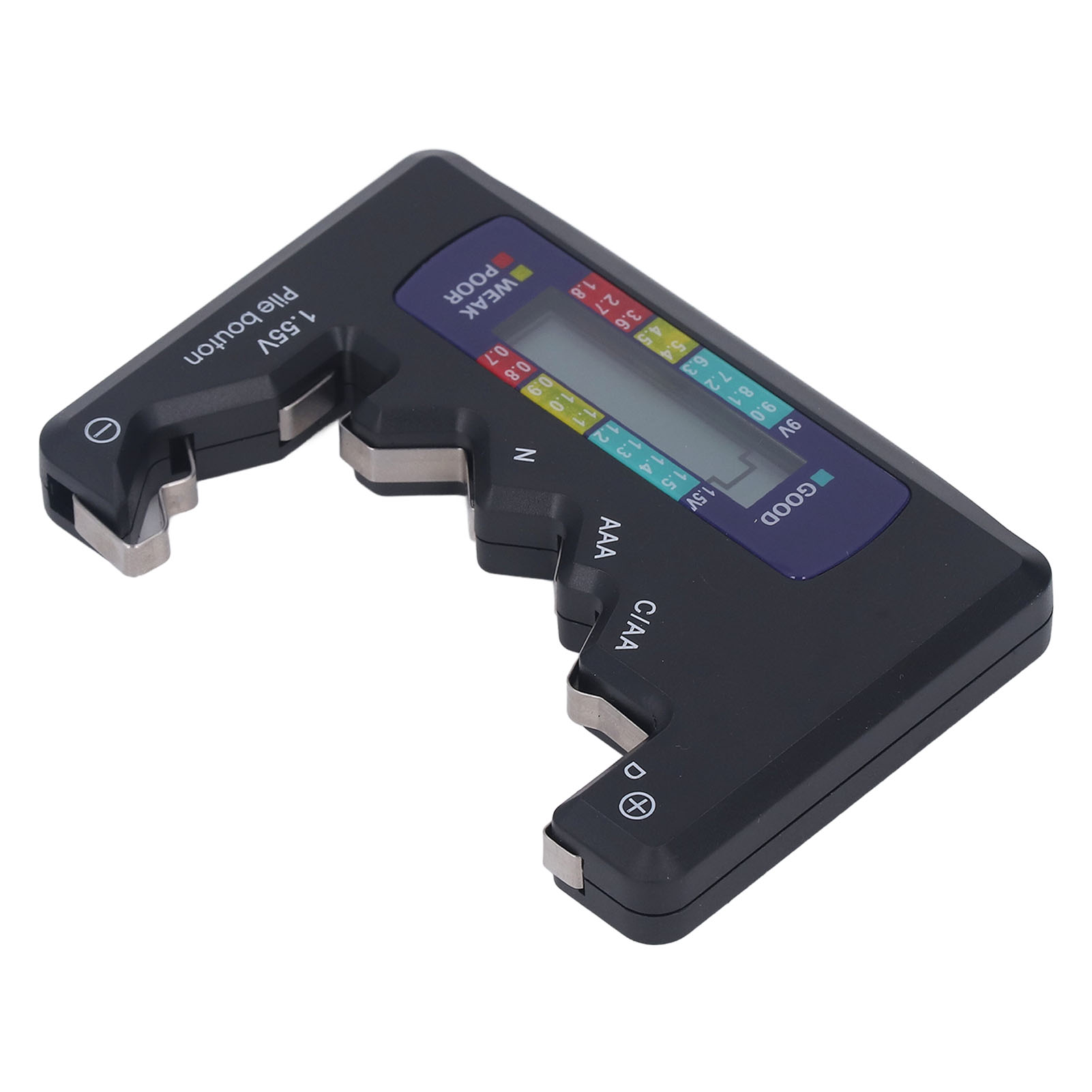 Digitaler Batterietester Mit Lcd-bildschirm, Abs, Für 1,5-v- Und 9-v-knopfzellenbatterien (schwarz)