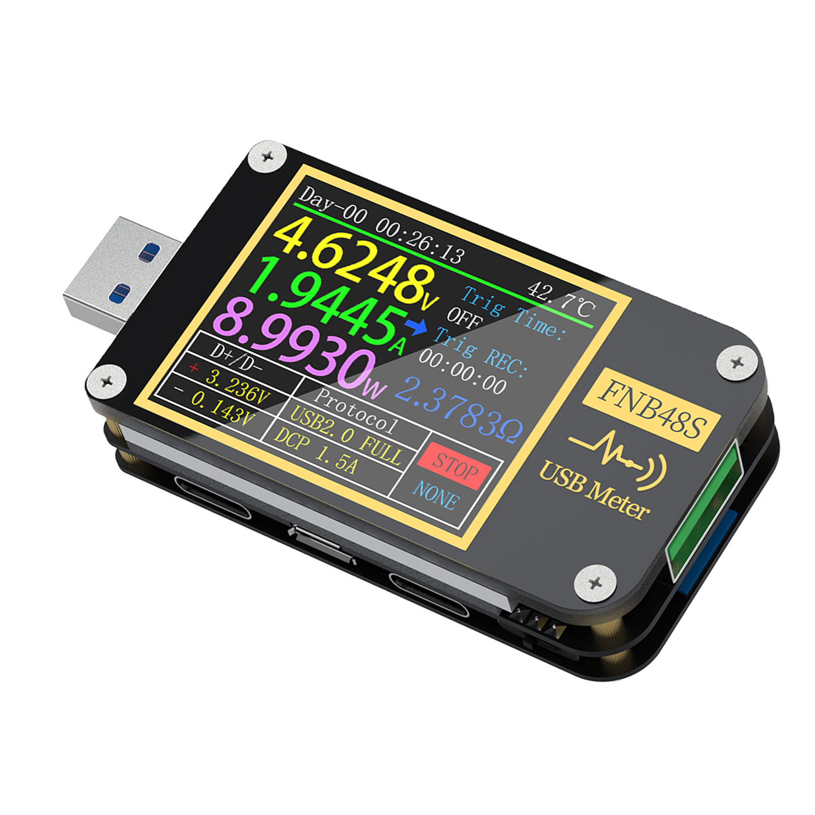 9-poliges Usb-multimeter Mit Bildschirmumkehrfunktion, Schwerkraftsensor Und Multifunktions-amperemeter Fnb48