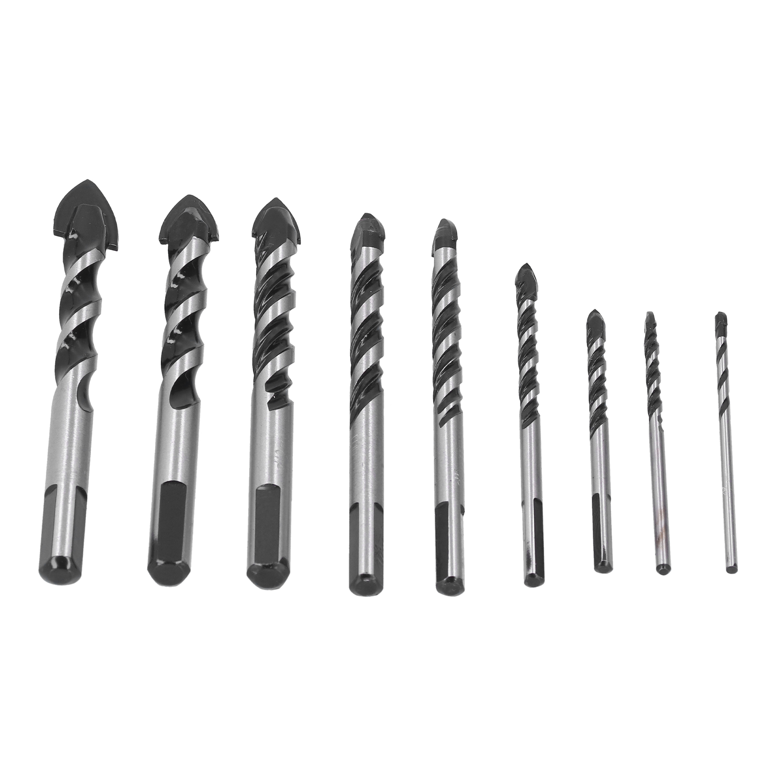 Set Mit 9 Hartmetallbohrern Mit Ein Oder Zwei Schneiden Zum Bohren Von Fliesen Und Glas.