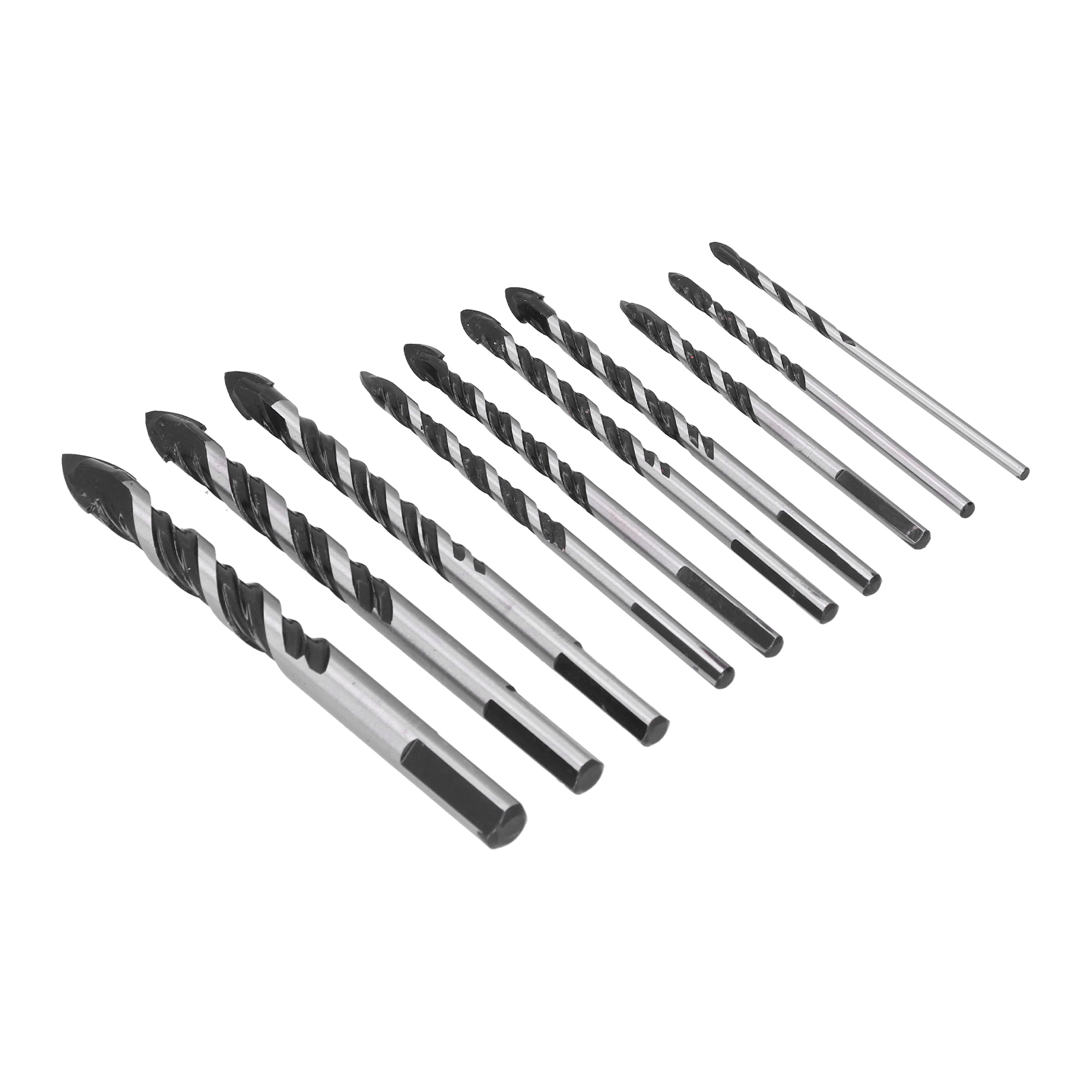 Set Mit 10 Hartmetallbohrern Mit Ein Oder Zwei Schneiden Für Fliesen Und Glas