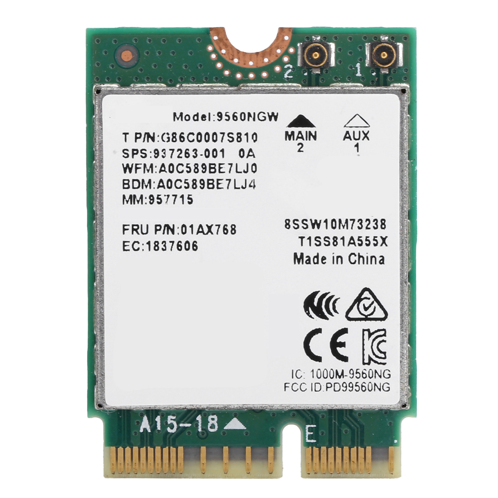 Bluetooth 5.0 802.11ac M.2 Wireless Network Card Wi-fi Adapter Mit Antenne 9560ngw 1730 Mbps (anschlusskabel Und Antennenabweiser)