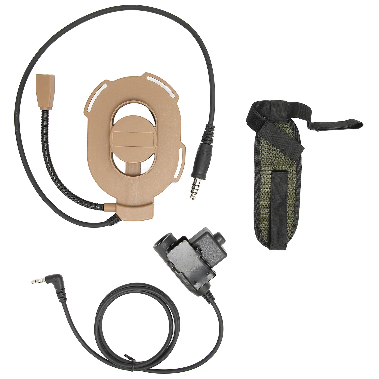 Militärtaugliches, Geräuschunterdrückendes Zwei-wege-funkgerät-headset Mit Ptt-taste U94 Für Militärische Outdoor-aktivitäten – Braun