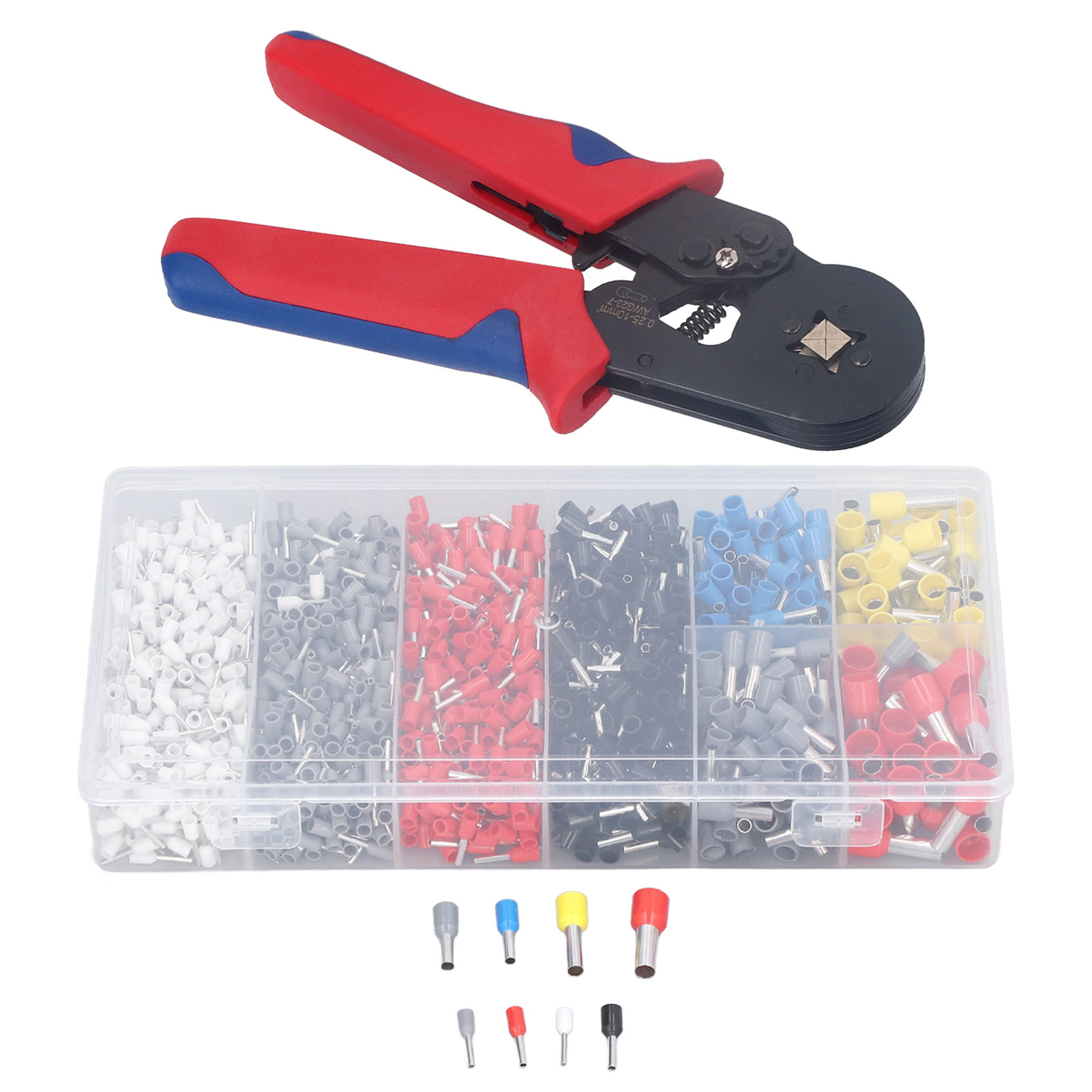 1800-teiliges Crimp-set Für Awg 23-7 Kabelhülsen: Tragbares Crimpwerkzeug Mit Hülsen.