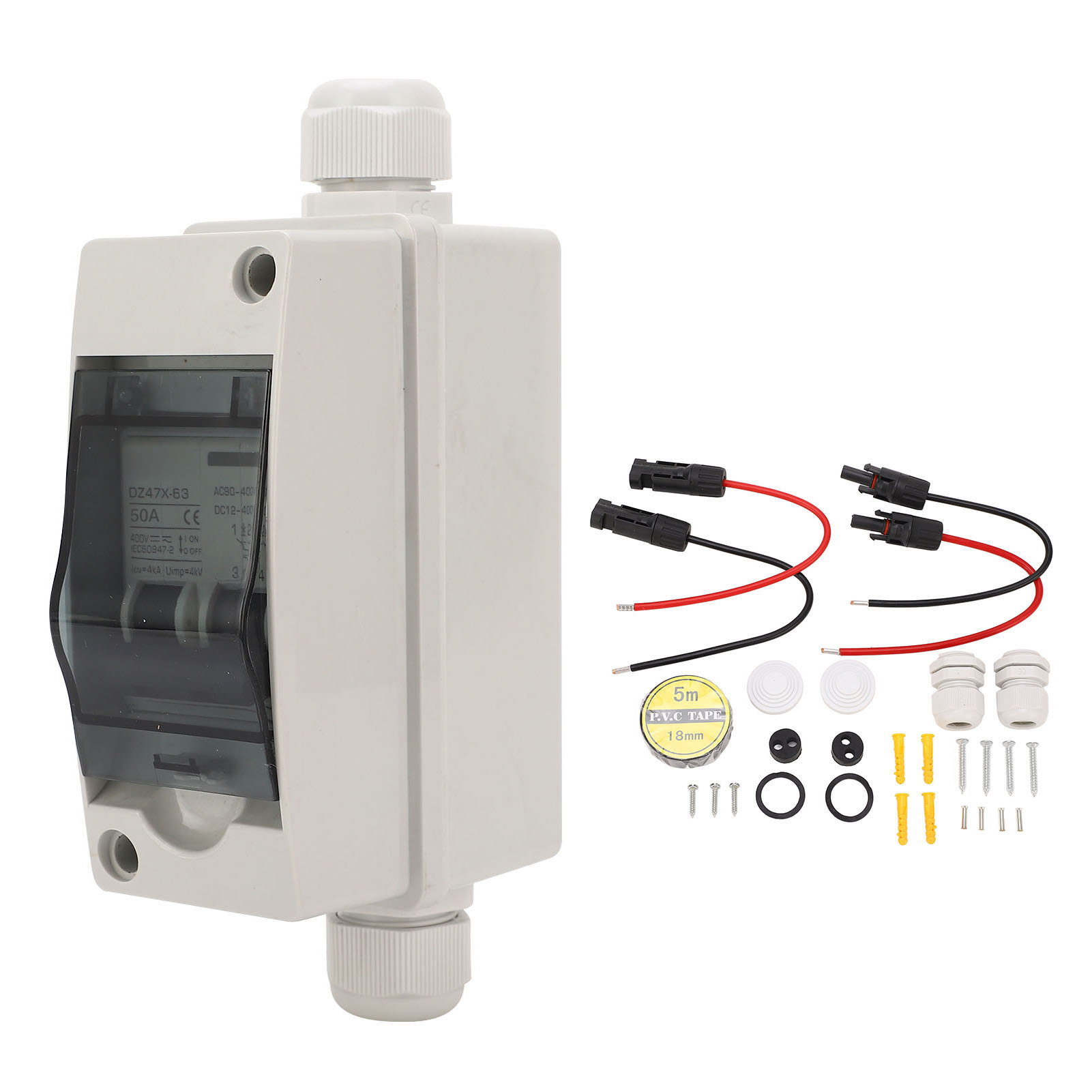 Doppel-leistungsschalter Für Wohnmobile Mit Din-schienenmontage Und Trennschalter Für Solaranlage 12–400 V Dc / 90–400 V Ac