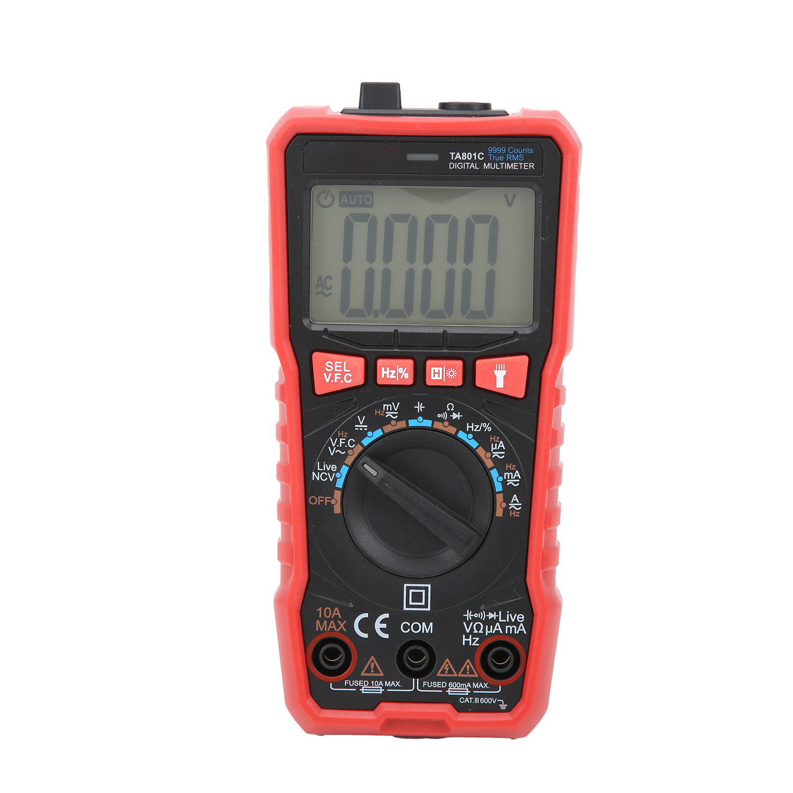 Ta801c Digitalmultimeter, Automatisches Taschenmultifunktionsgerät, Stoßfest, Hohe Präzision, Mit Taschenlampe Und Amperemeter.