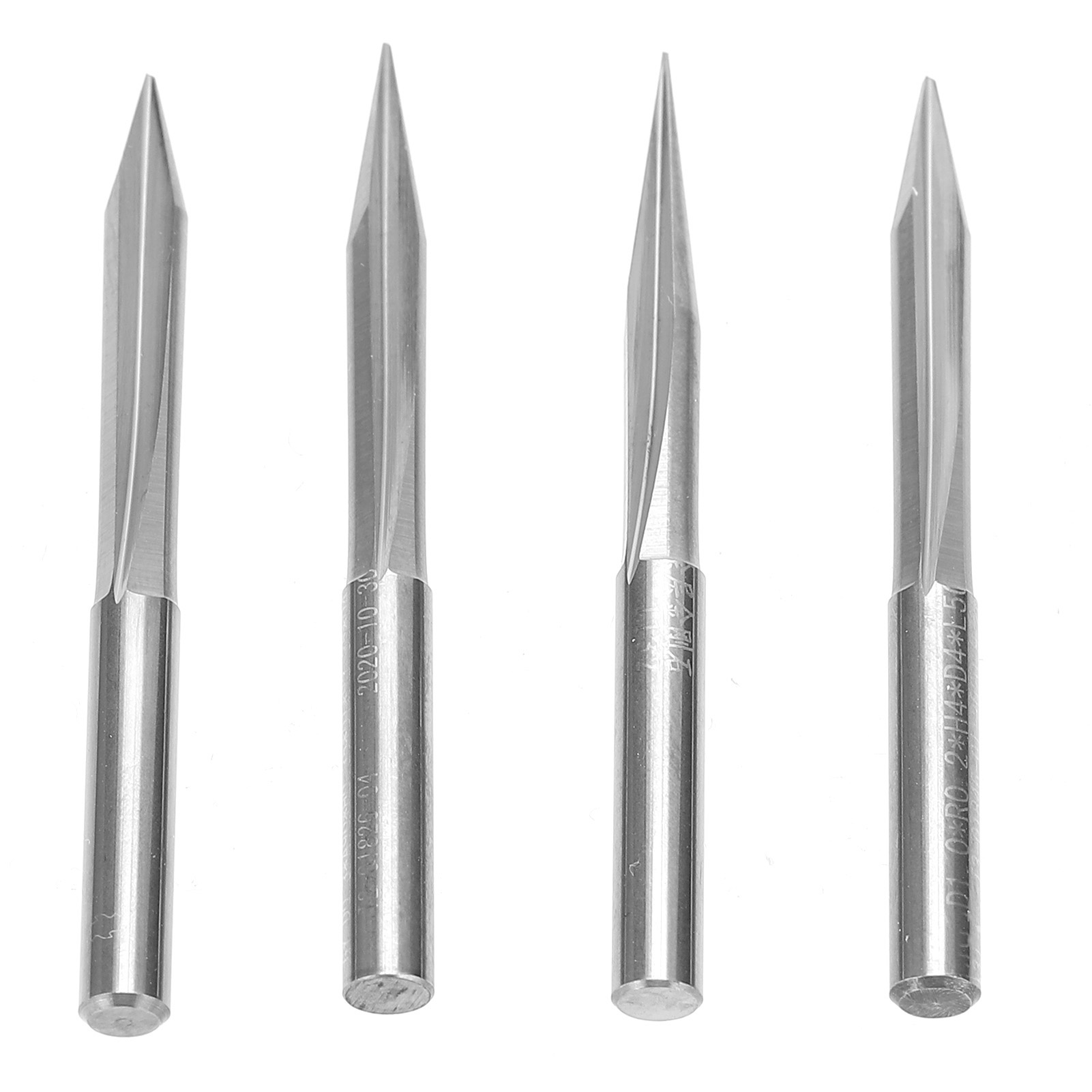 V-förmige Gravierfräser, 2 Klingen, 4x0,4x15°/4x0,4x20°/4x0,4x25°/4x0,4x30°