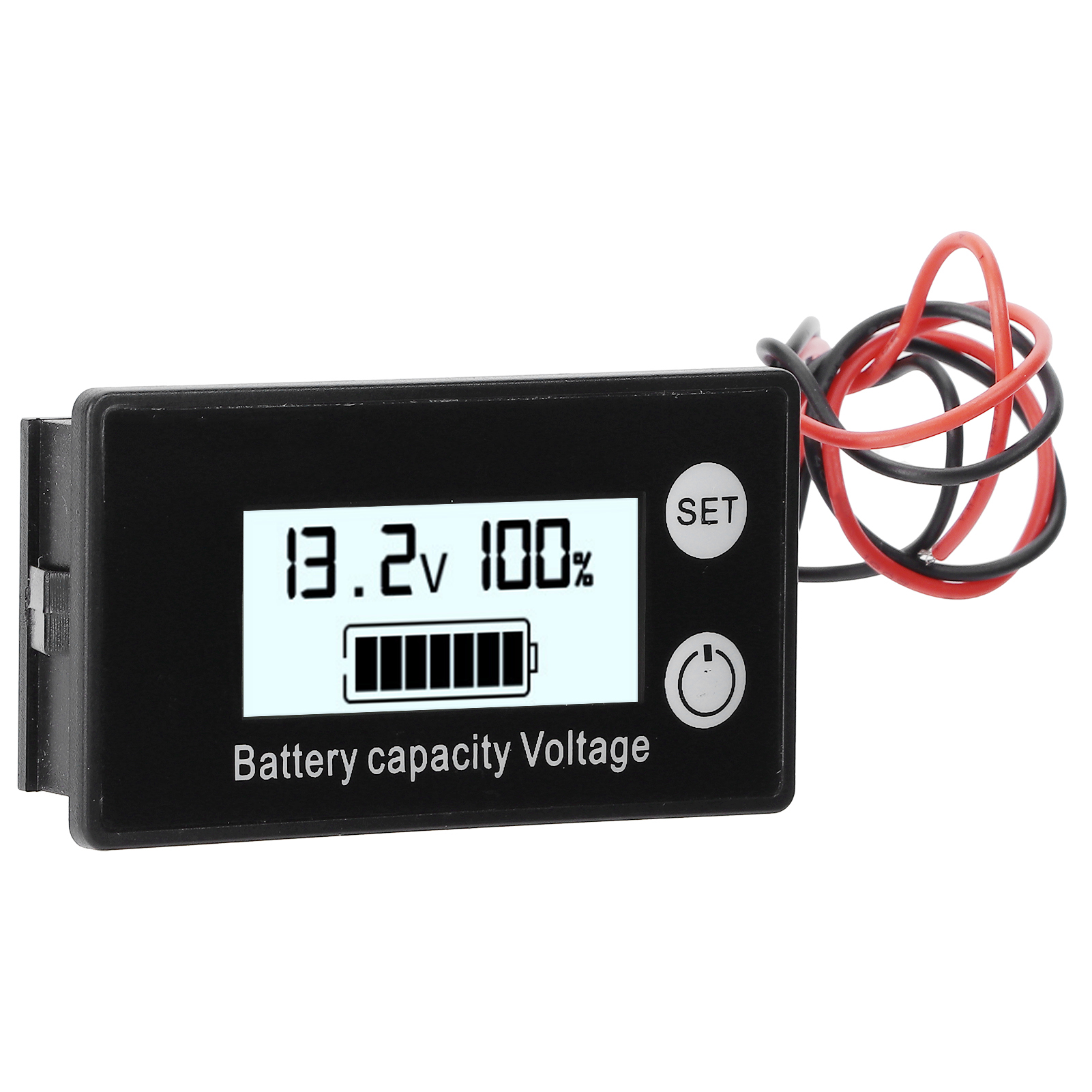 Jx-6133 Wasserdichtes Lcd-gleichstromvoltmeter, Batteriekapazitätstester, 8–100 V Gleichspannungsmonitor, Weiß