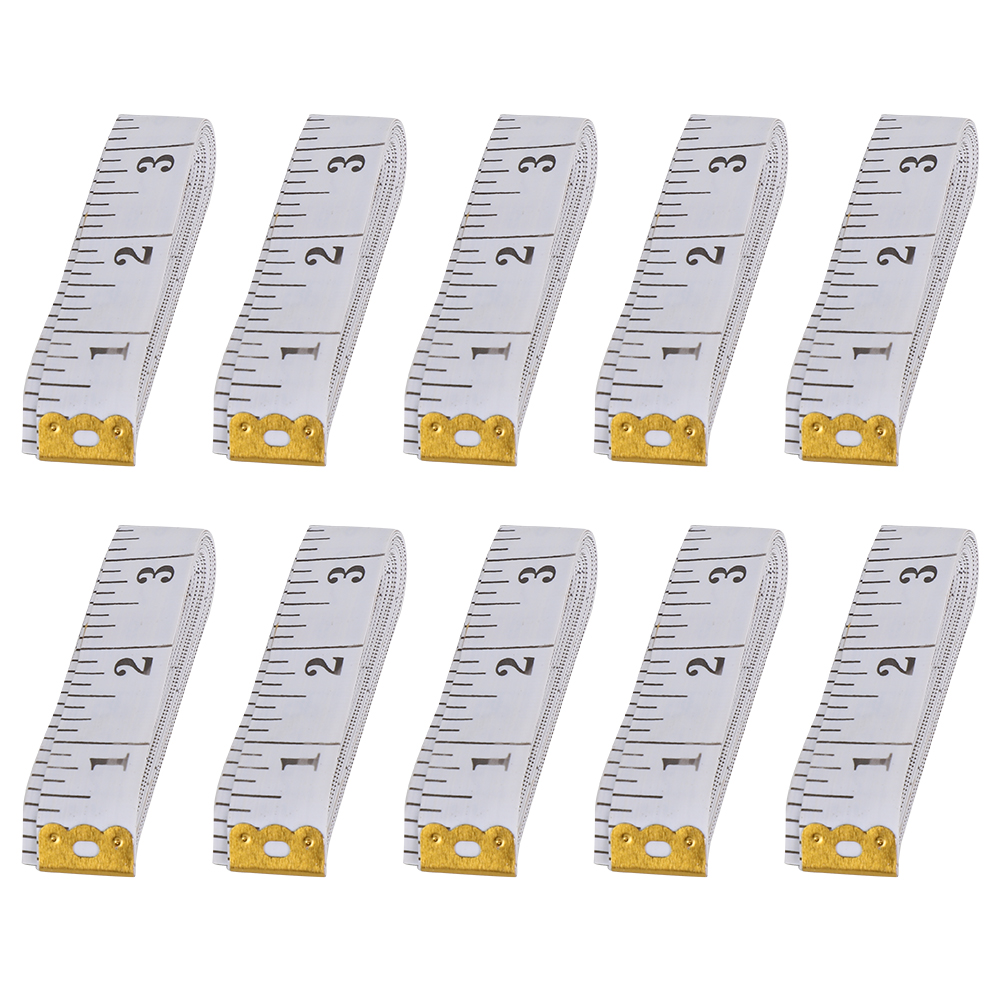 Packung Mit 10 Metern Doppelskaligem Schneidermaßband 2,0 X 300 Cm, Flexibel Und Einfach Zu Messen Für Gewichtsverlust Und Körperverfolgung (weiß).