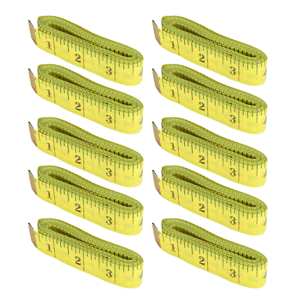 Packung Mit 10 Metern Flexiblem, Doppelskaligem Schneidermaßband, 2,0 X 300 Cm, Zum Abnehmen Und Zur Körpervermessung (gelb)