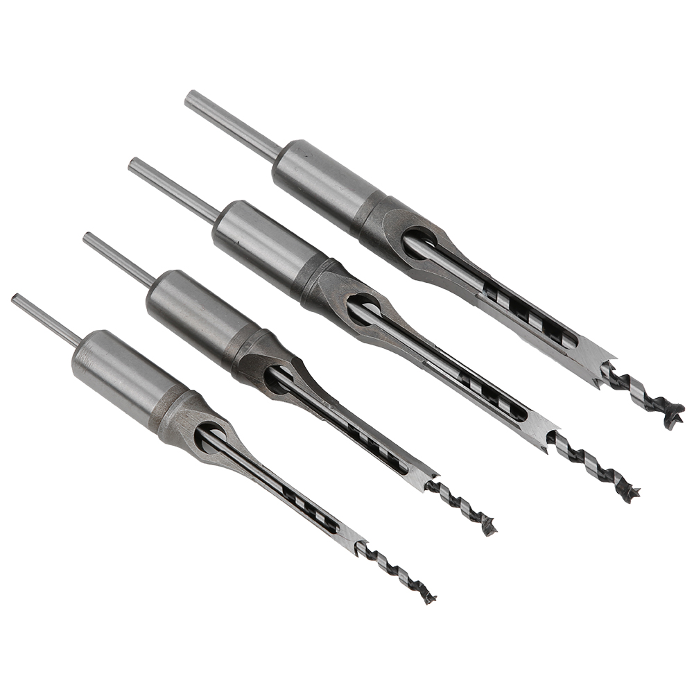 Set Mit 4 Vierkantbohrern Für Die Holzbearbeitung, Aus Wälzlagerstahl, Zum Bohren Von Holz, 6 X 9,5 Mm
