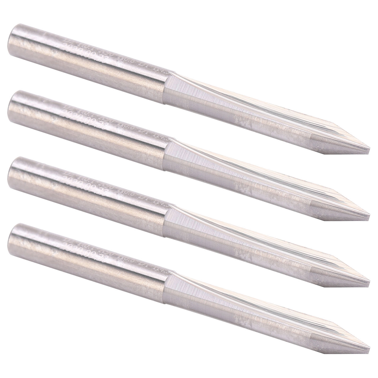 30°-schnitzfräser, 2 Schneiden, V-förmig, Wolframstahl, Cnc-bohrer 4x1,0x30°