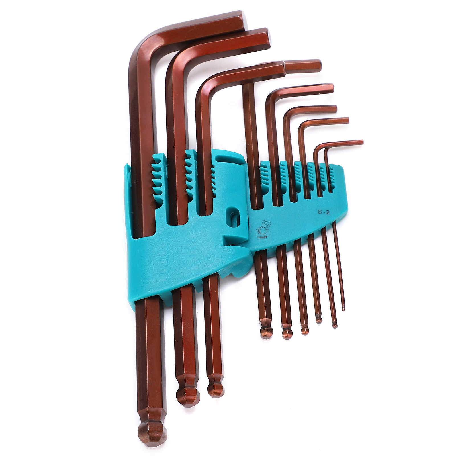 Handwerkzeugsatz Zum Anziehen Von Kugelkopfschrauben, Einschließlich 9 Sechskantschlüsseln Aus Legiertem Stahl Mit Langem Arm (ref. 0619, Metrisch).
