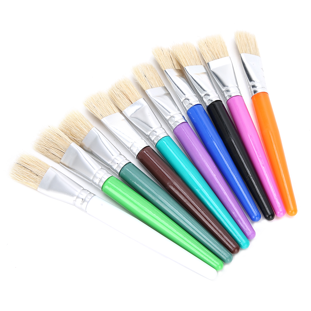 Set Mit 10 Kinderpinseln, Geeignet Für Öl- Und Aquarellmalerei, Mit Kunststoffgriffen Und Feinen Borsten. Ideal Für Gouache- Und Ölmalerei.