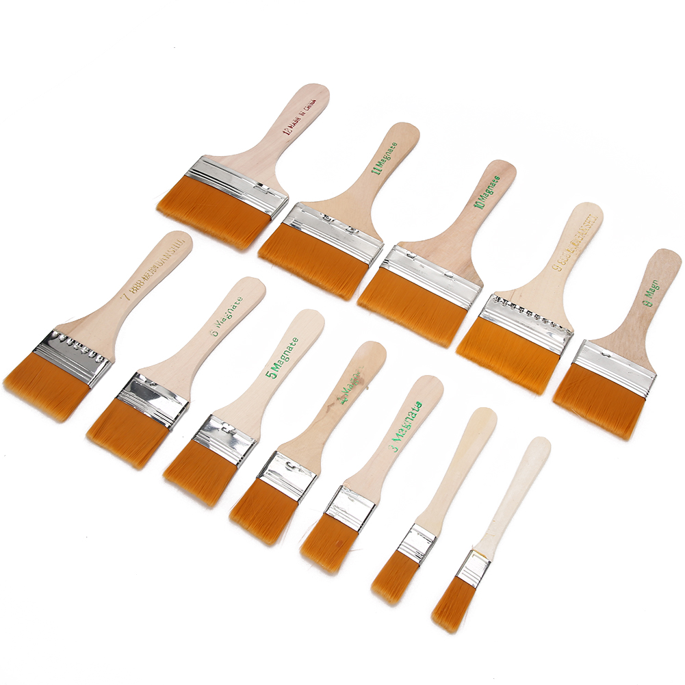 Set Mit 12 Bürsten Aus Kiefernholz Und Nylon Zur Reinigung Von Aquarell- Und Ölfarbenstaub Von Wänden