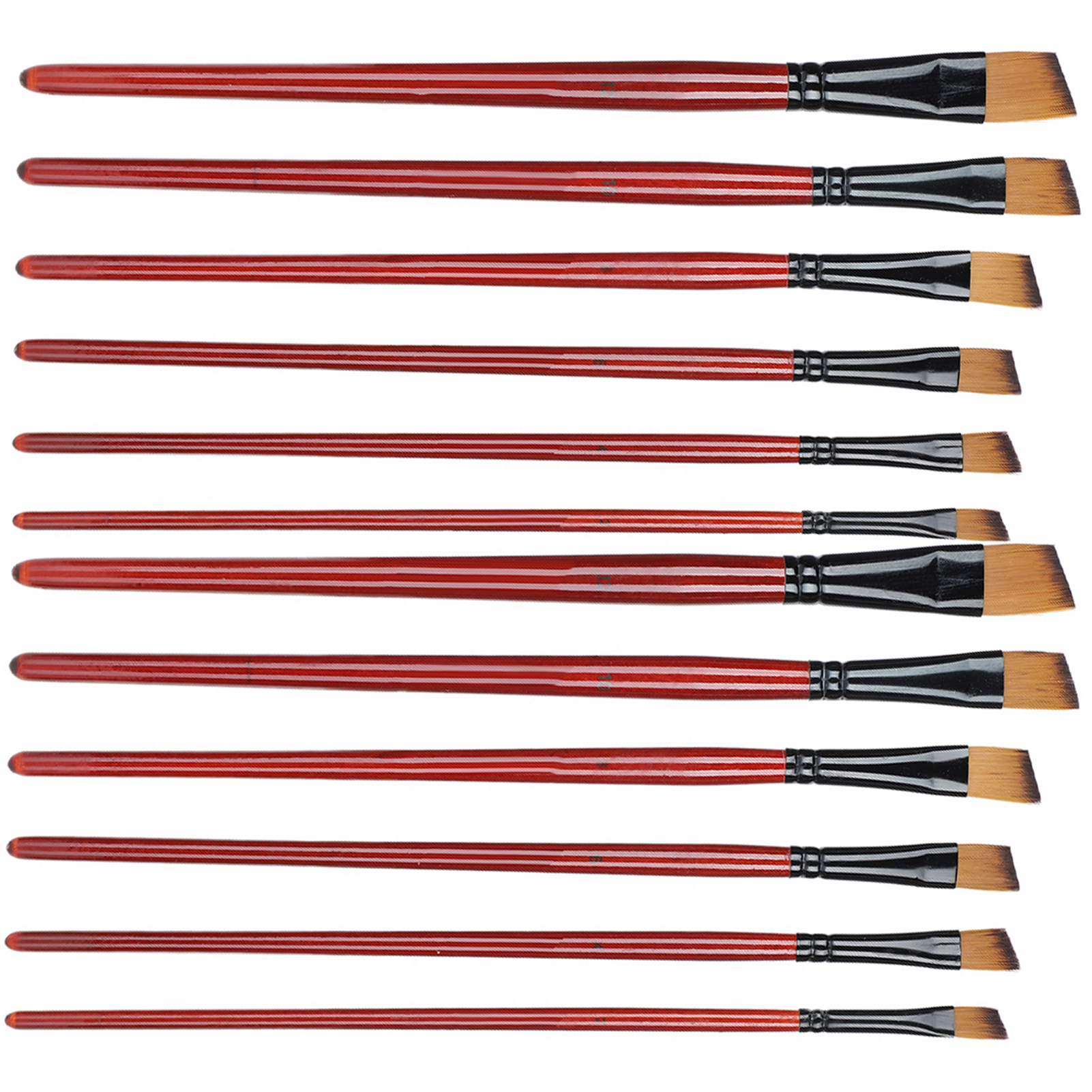 Set Aus 12 Nylon- Und Wollpinseln Mit Hölzernem Pinselhalter Für Aquarell- Und Künstlerische Malerei.