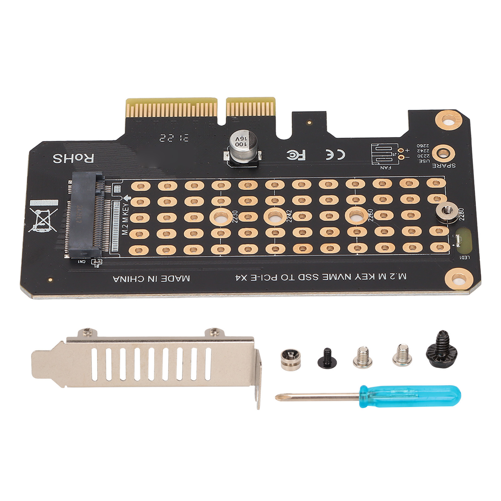 Nvme M.2 Zu Pcie 3.0 32 Gbit/s Erweiterungskarte, Schwarz, Halbe Bauhöhe, Pcie X4, Kompatibel Mit Windows, Macos Und Linux.