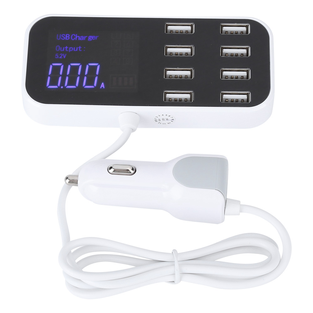 8-port-schnell-autoladegerät, Multi-usb-ladestation Mit Digitalanzeige Für Ios/samsung