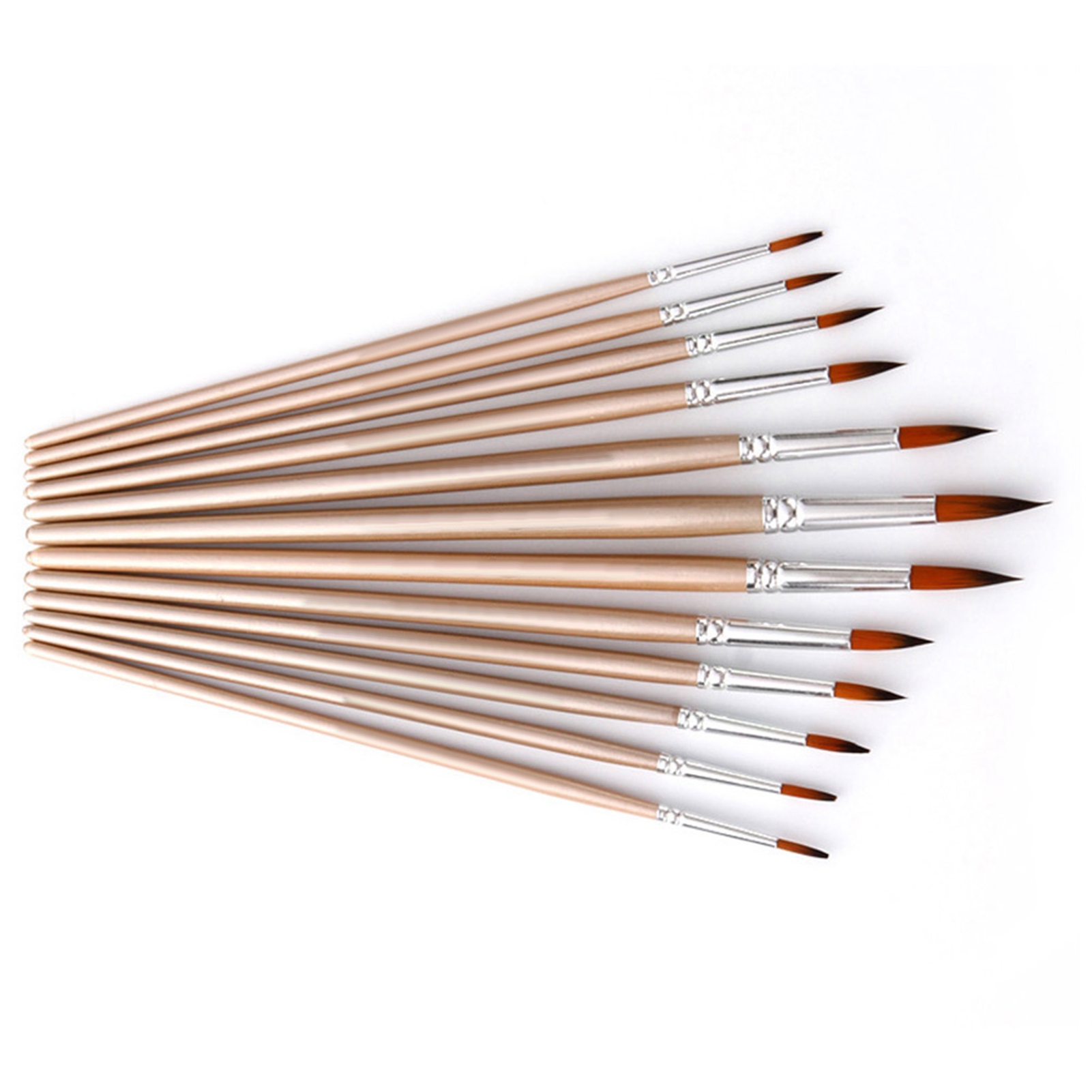 Set Mit 12 Nylon- Und Wollpinseln Für Aquarell- Und Acrylmalerei - Spezialwerkzeuge Für Die Künste