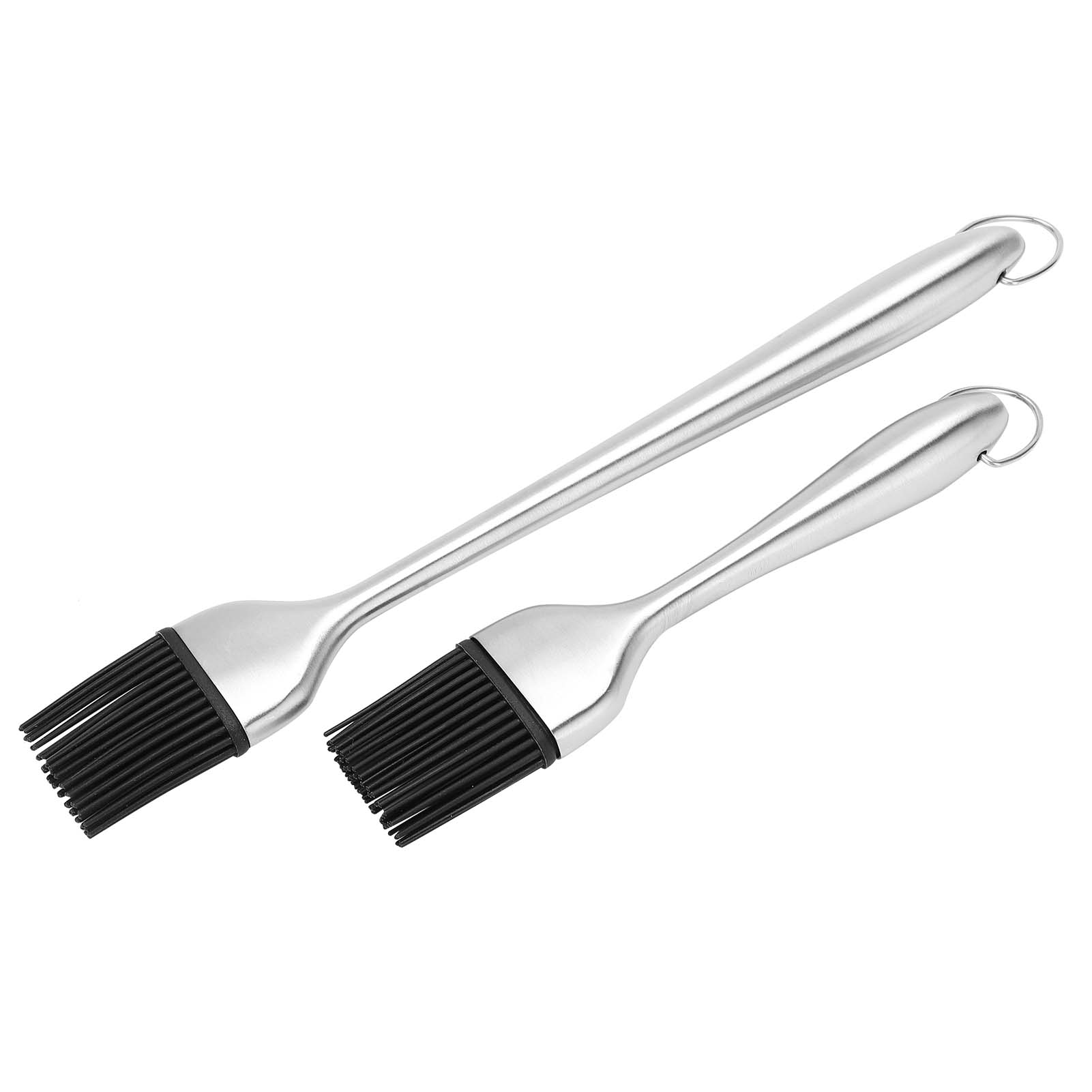 Set Mit 2 Silikonölpinseln Mit Silberfarbenen Edelstahlgriffen, Küchen- Und Backzubehör